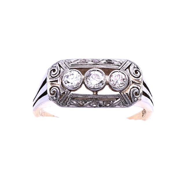 Art Deco 0.3 ct Diamant Ring in 14K Gold und Platin um 1930