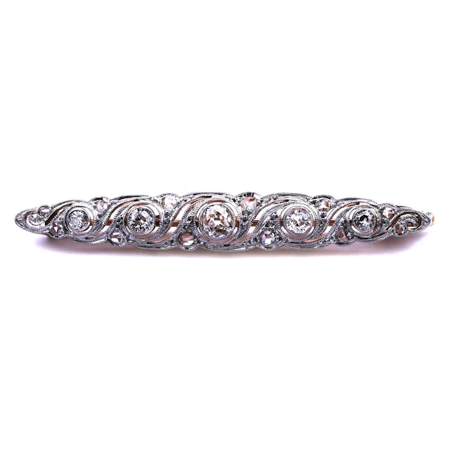 Antike Art Deco 0.5 ct Diamant Brosche in Schiffchenform in 18K Gold