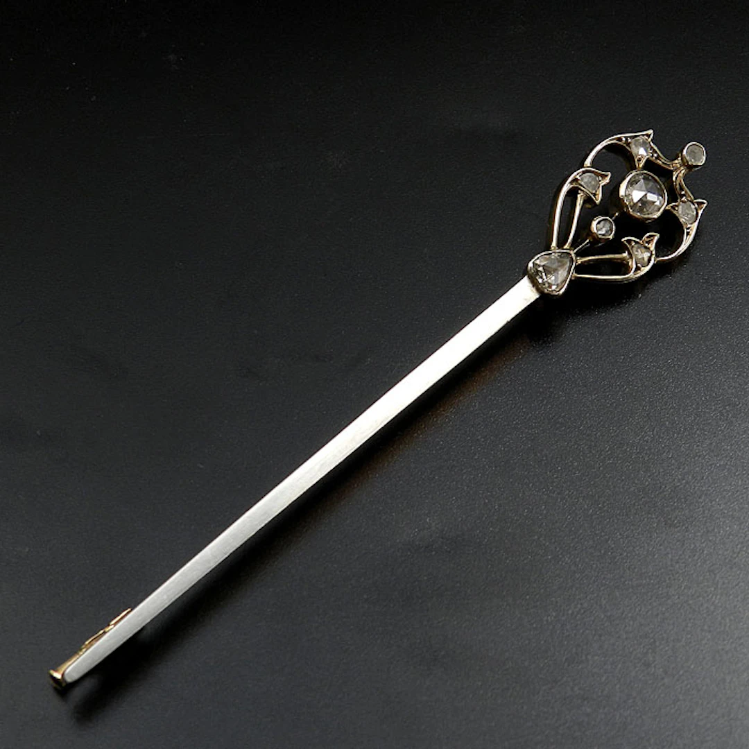 Antike Diamant Brosche als Nadel, Wien um 1870
