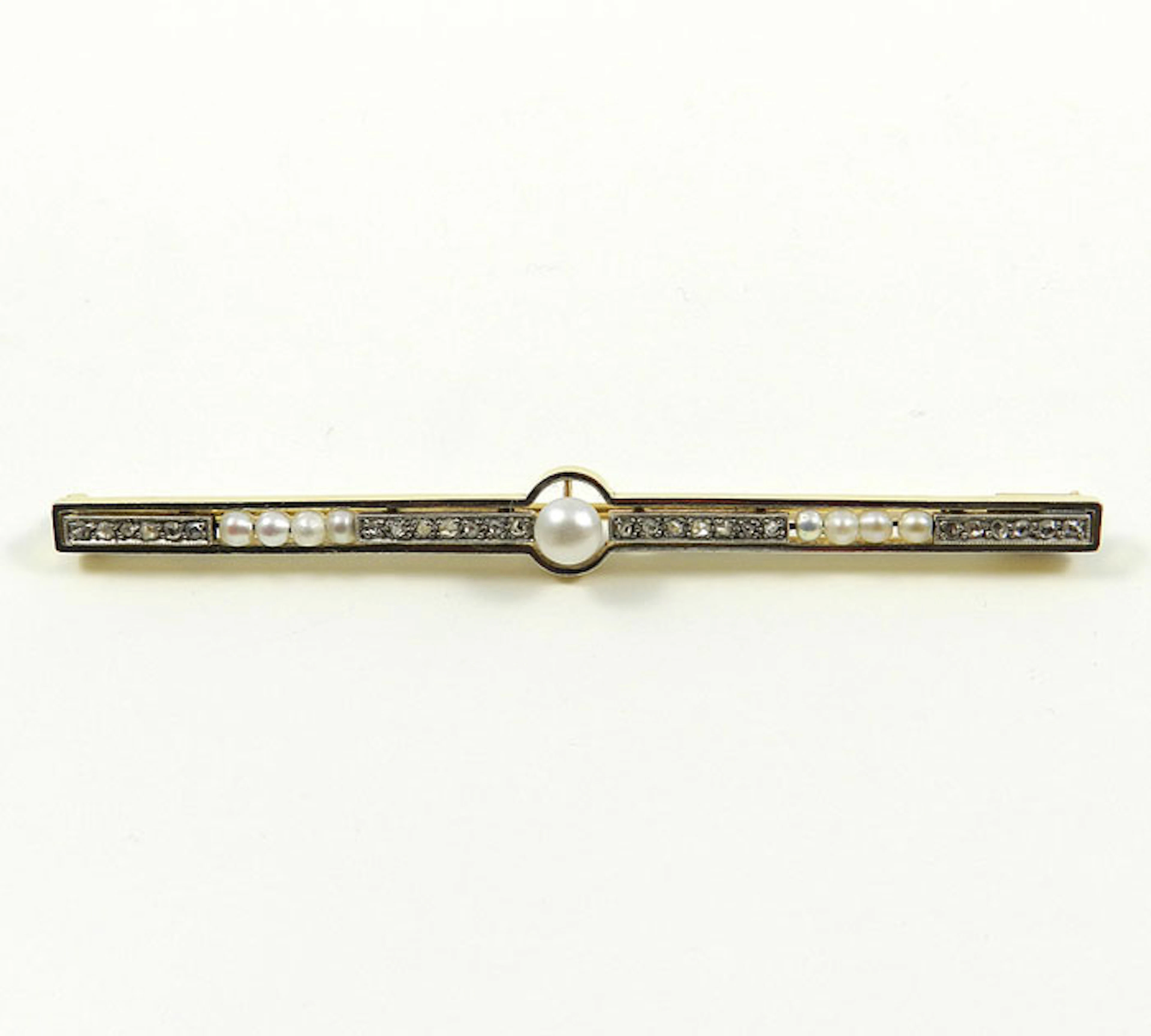 Art Deco Perl Diamant Brosche / Nadel, um 1920