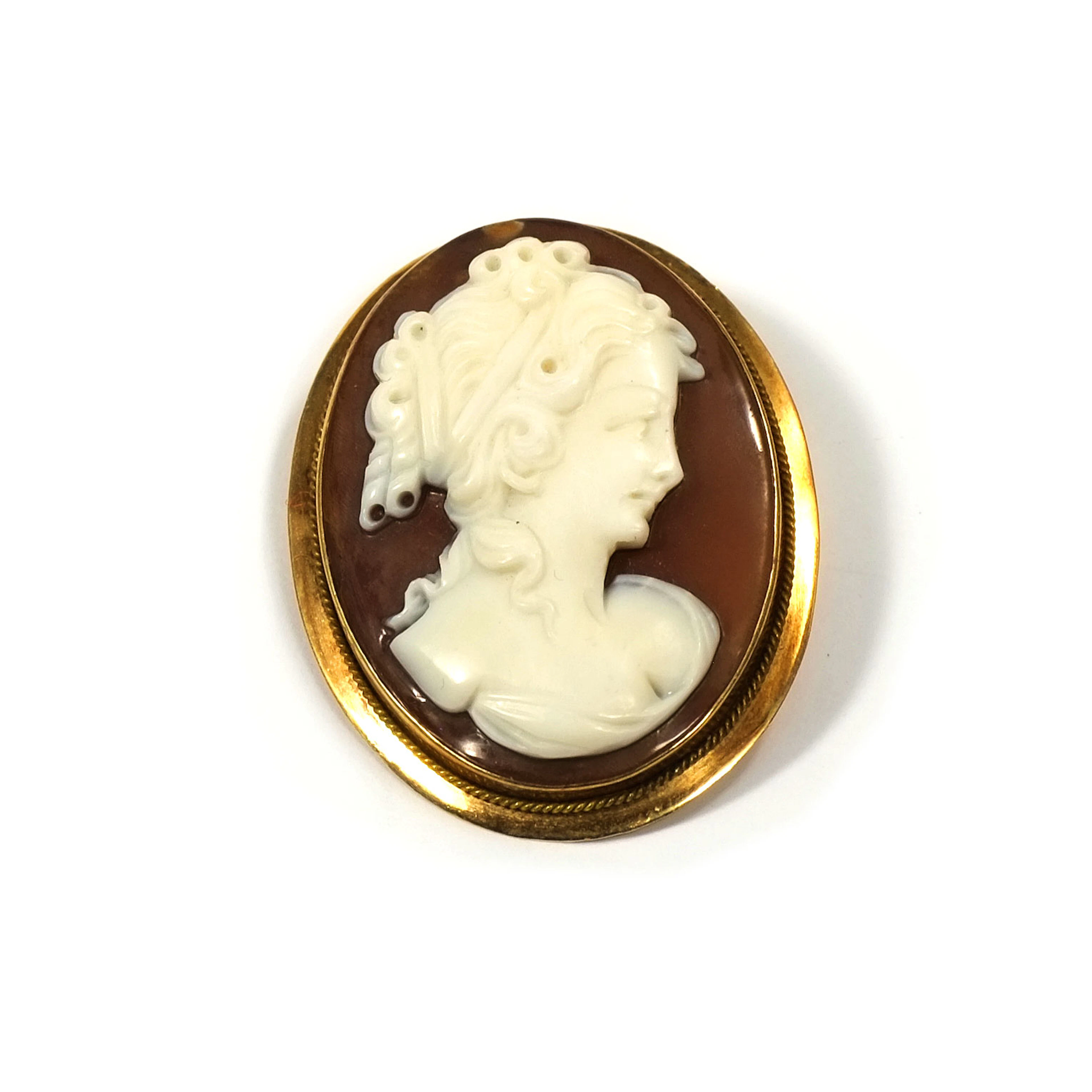 Kleine Antike Gemme als Brosche & Anhänger in 750 Gold, um 1900