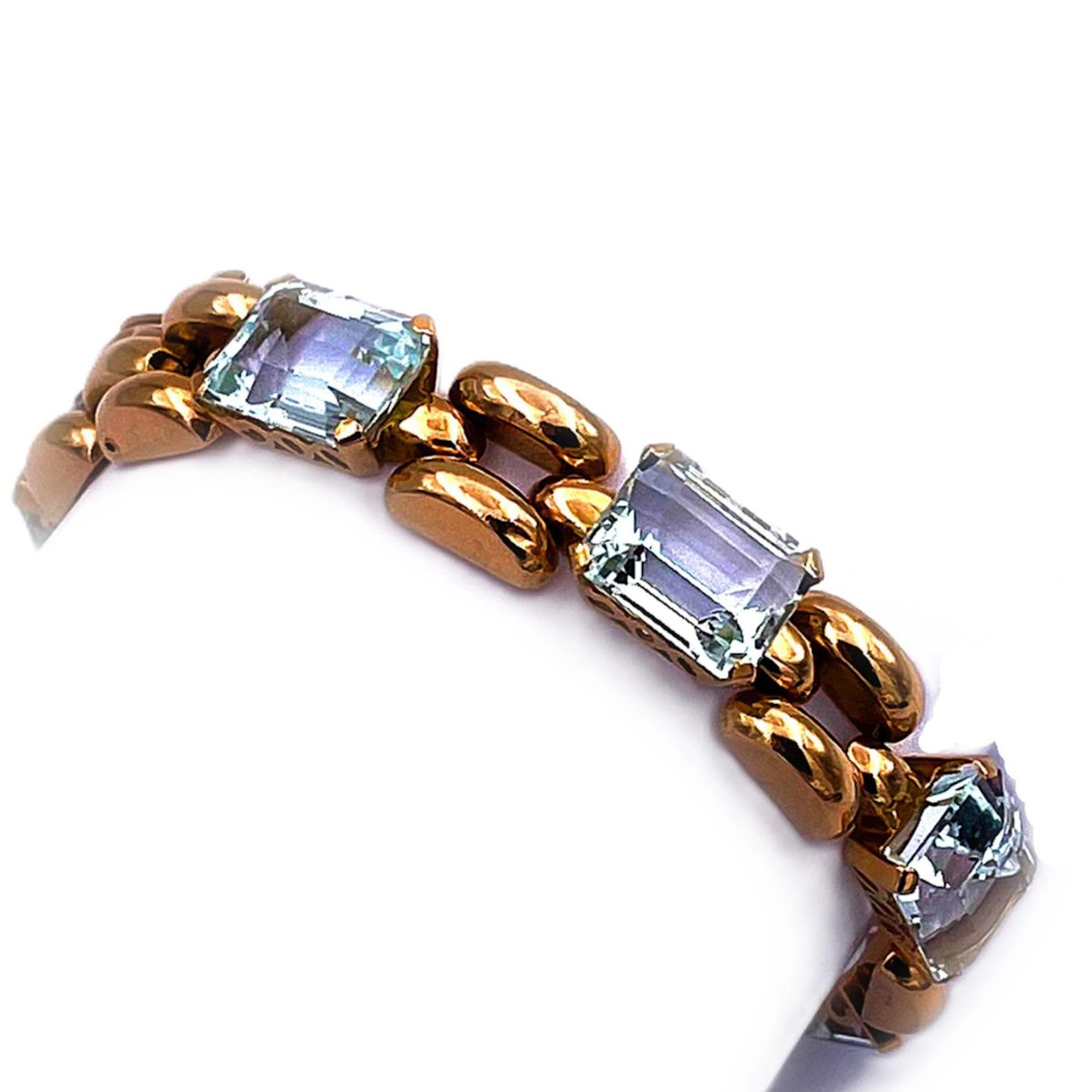 Art Deco Aquamarin Gold Armband in 18K Roségold um 1930