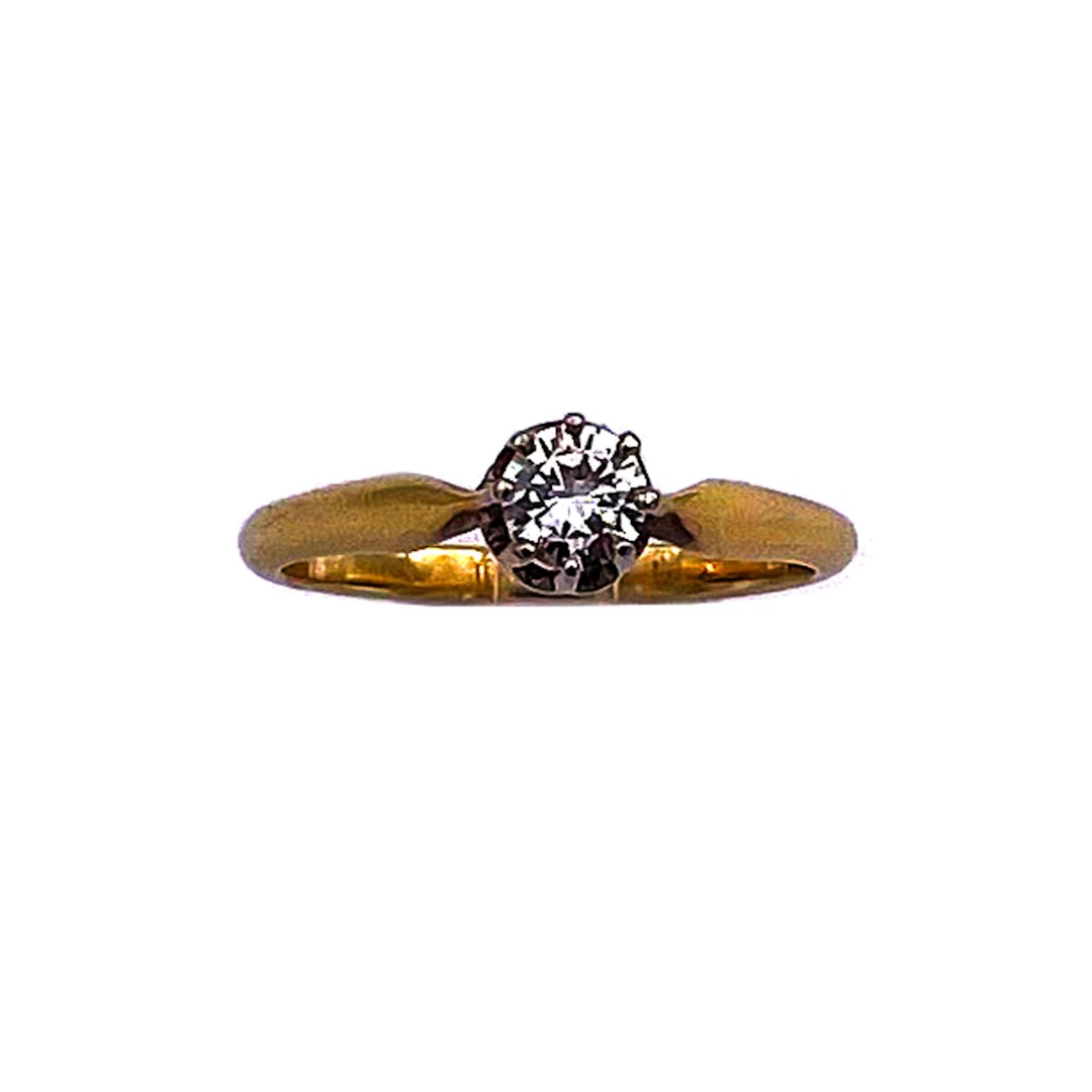 Diamant Solitär Ring mit 0.4 ct Brillant (Natürlich) – Verlobungsring um 1960