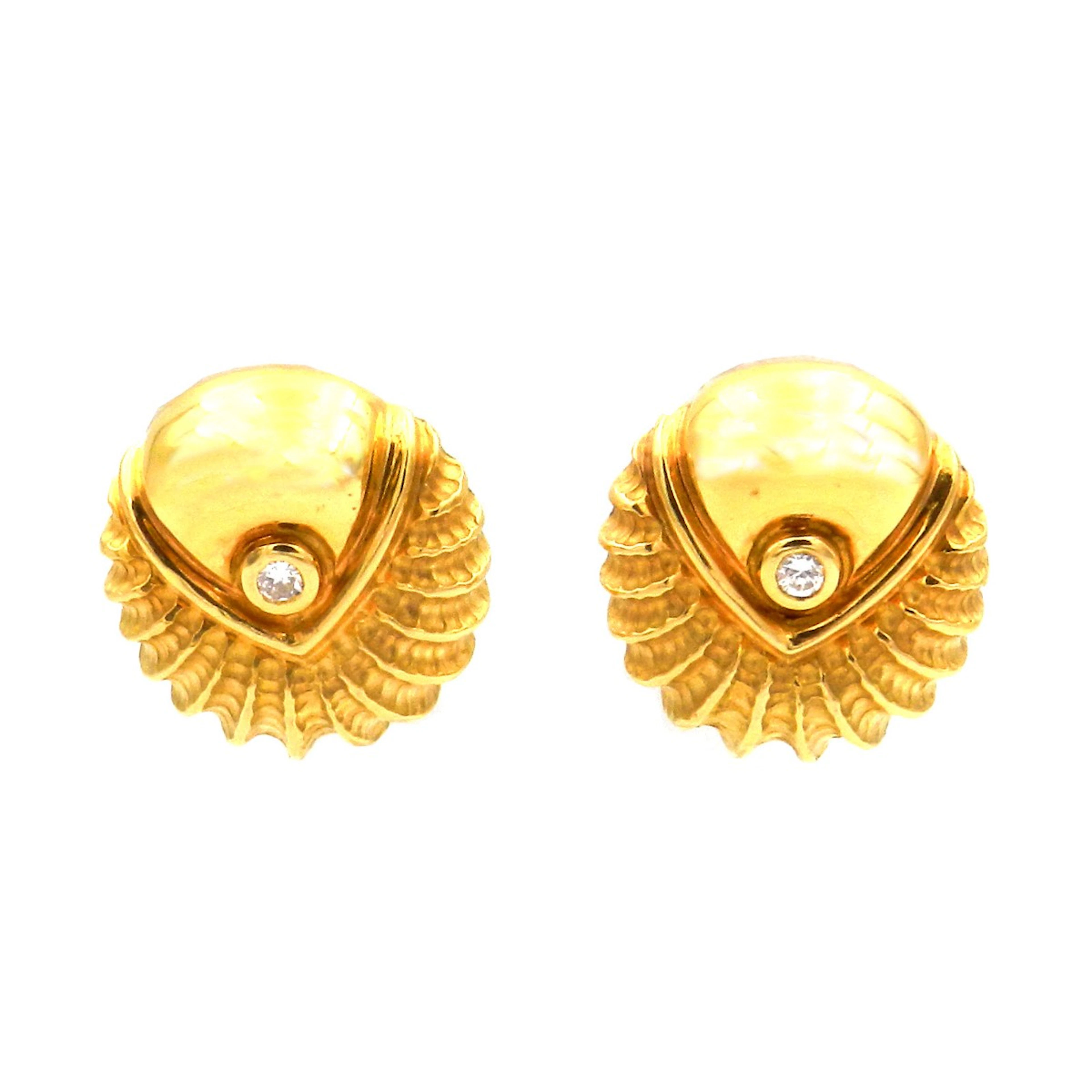 Goldene Diamant Ohrringe als Clips mit 0.07 ct Diamanten in 18K Gold