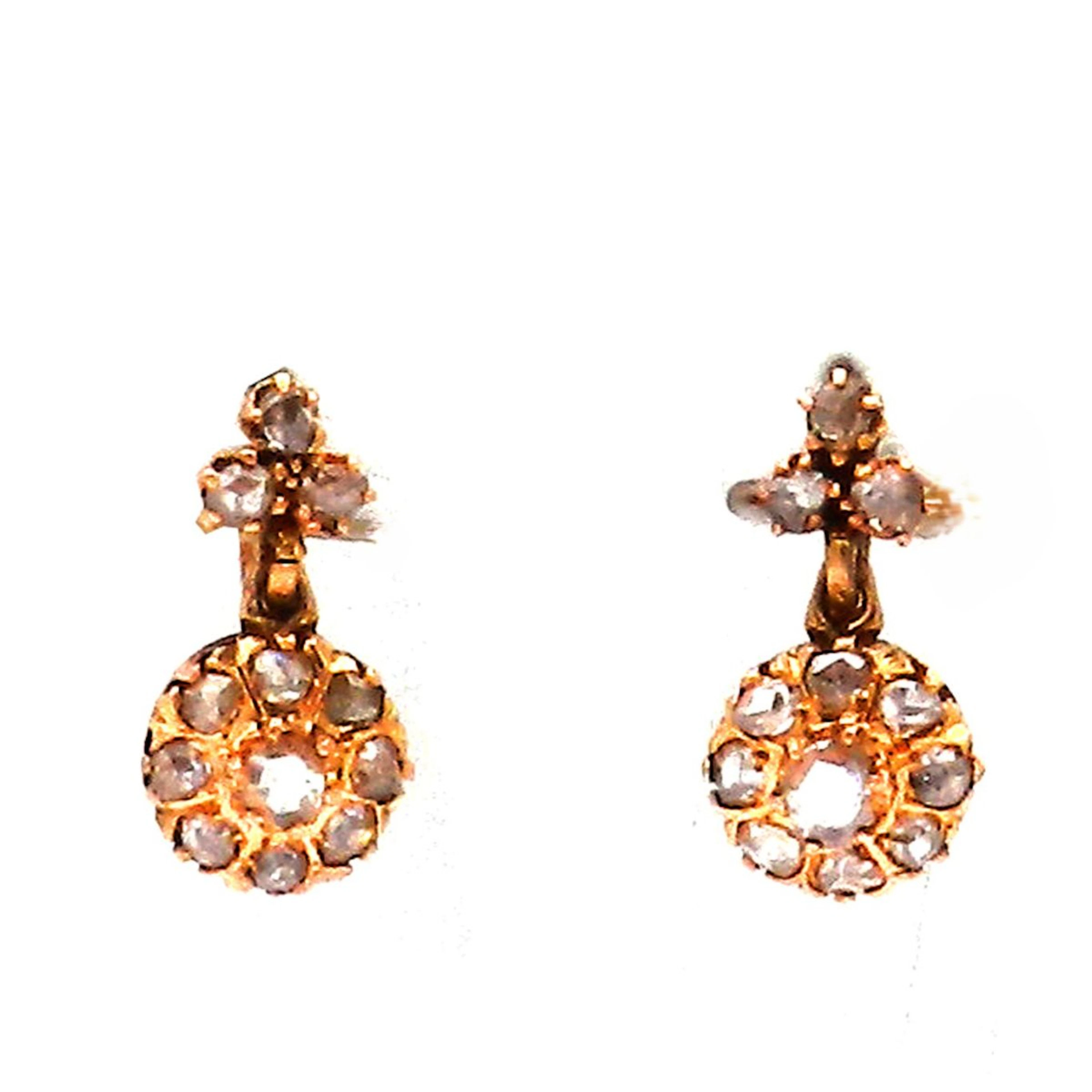 Antike Diamant Ohrringe in 18K Gold Belgien um 1900