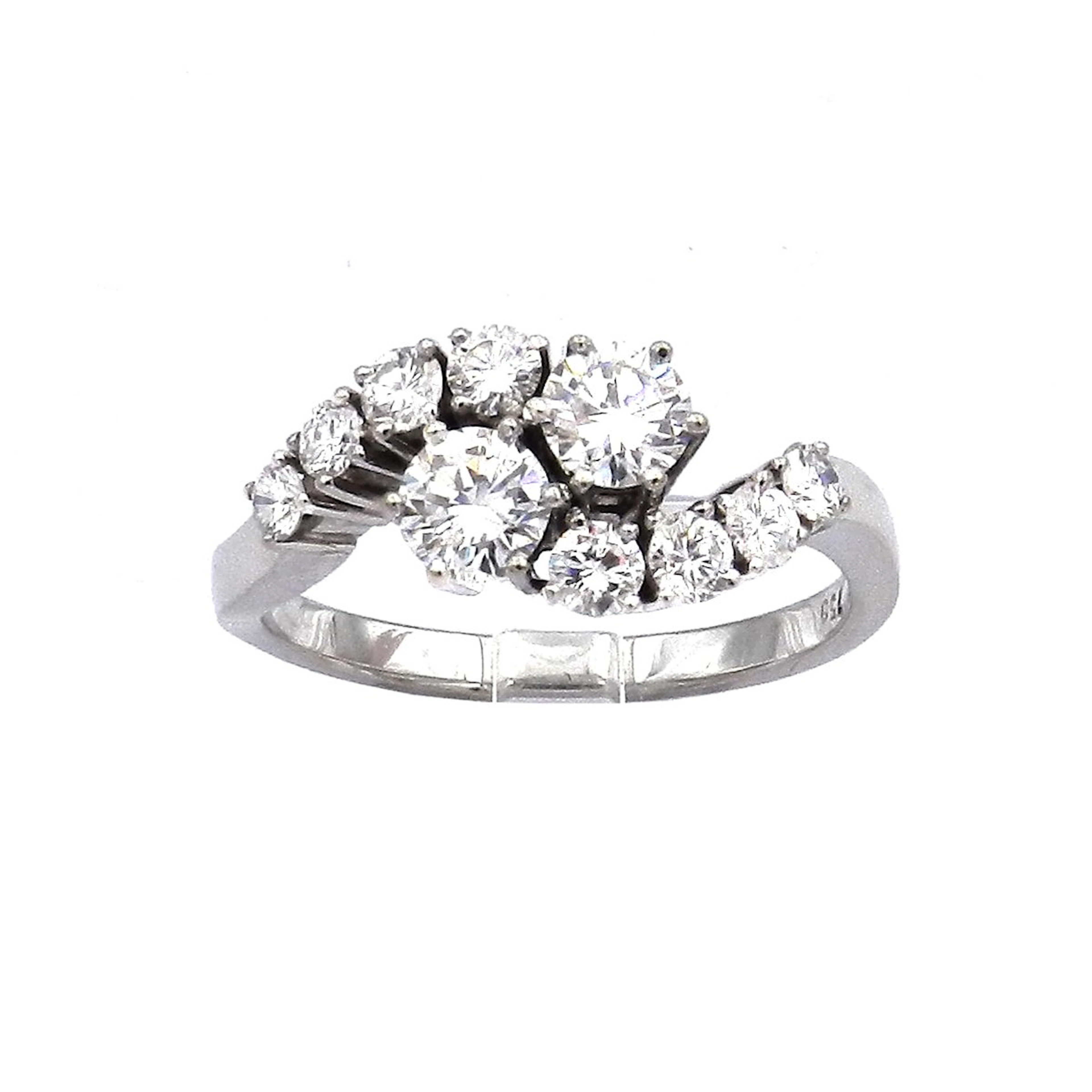 Diamant Ring Toi & Moi mit 1.8 ct Brillanten in 750 Weißgold um 1970