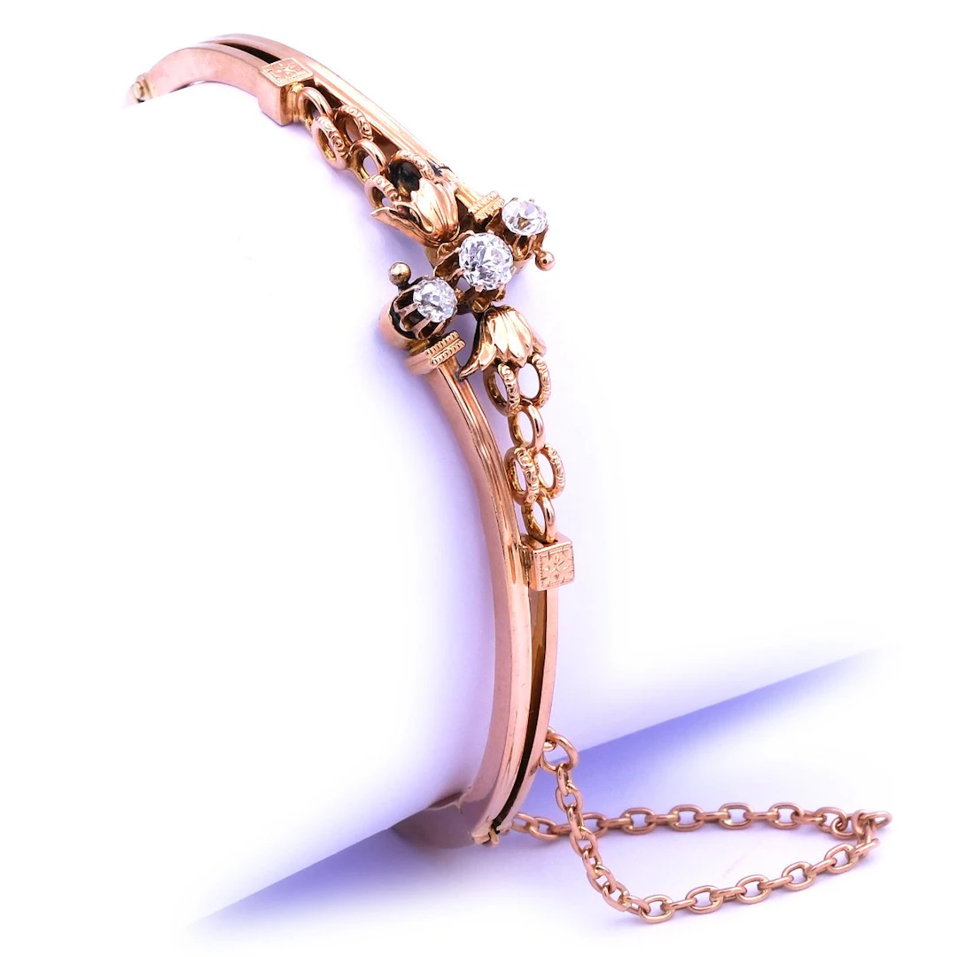 Antiker Jugendstil 0,45 ct Diamant Armreif in 14K Gold um 1890