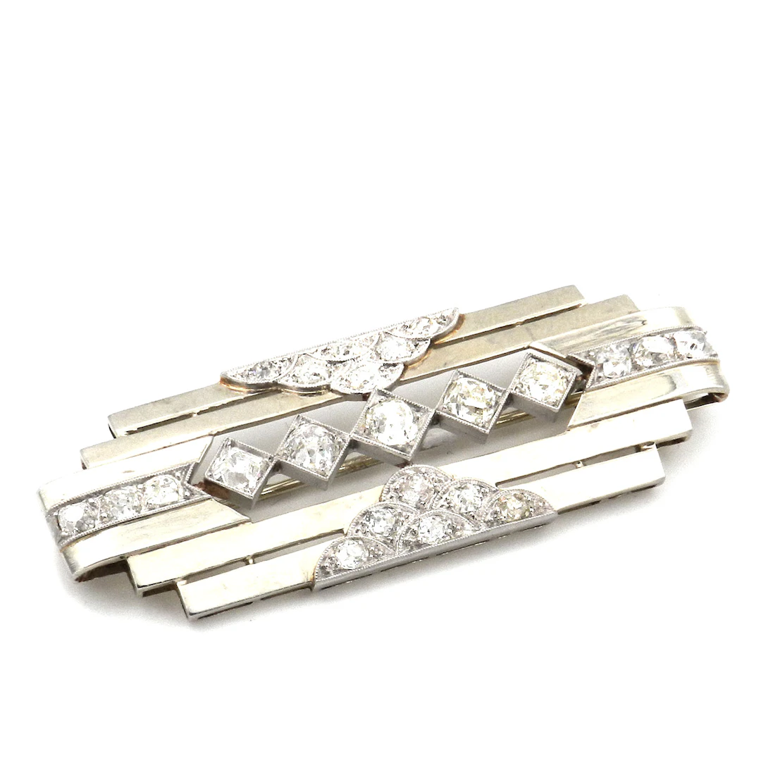 Art Deco 2 ct Diamant Brosche im Machine Style, Paris um 1930