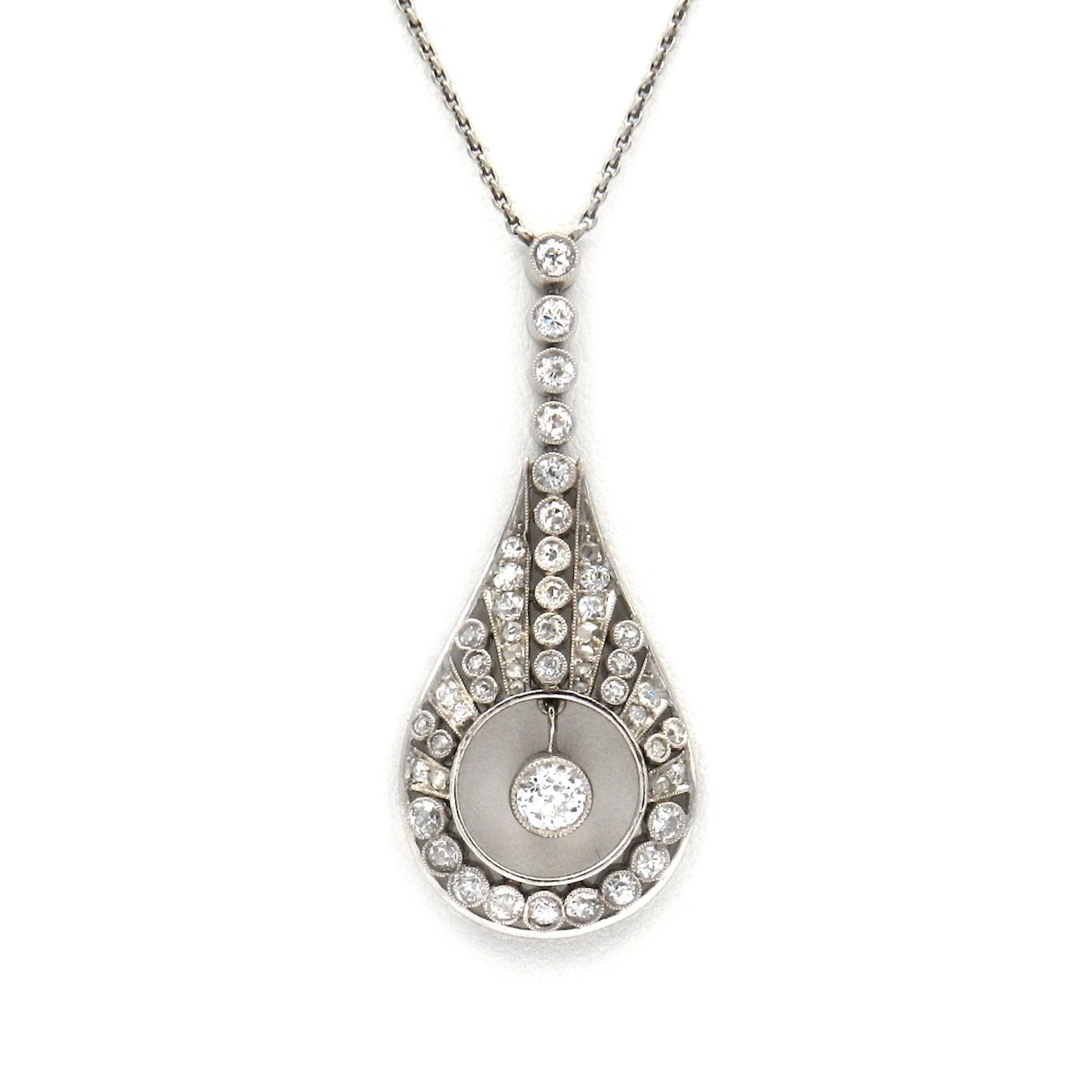 Art Deco 1.15 ct Diamant Negligé Collier in Platin um 1920