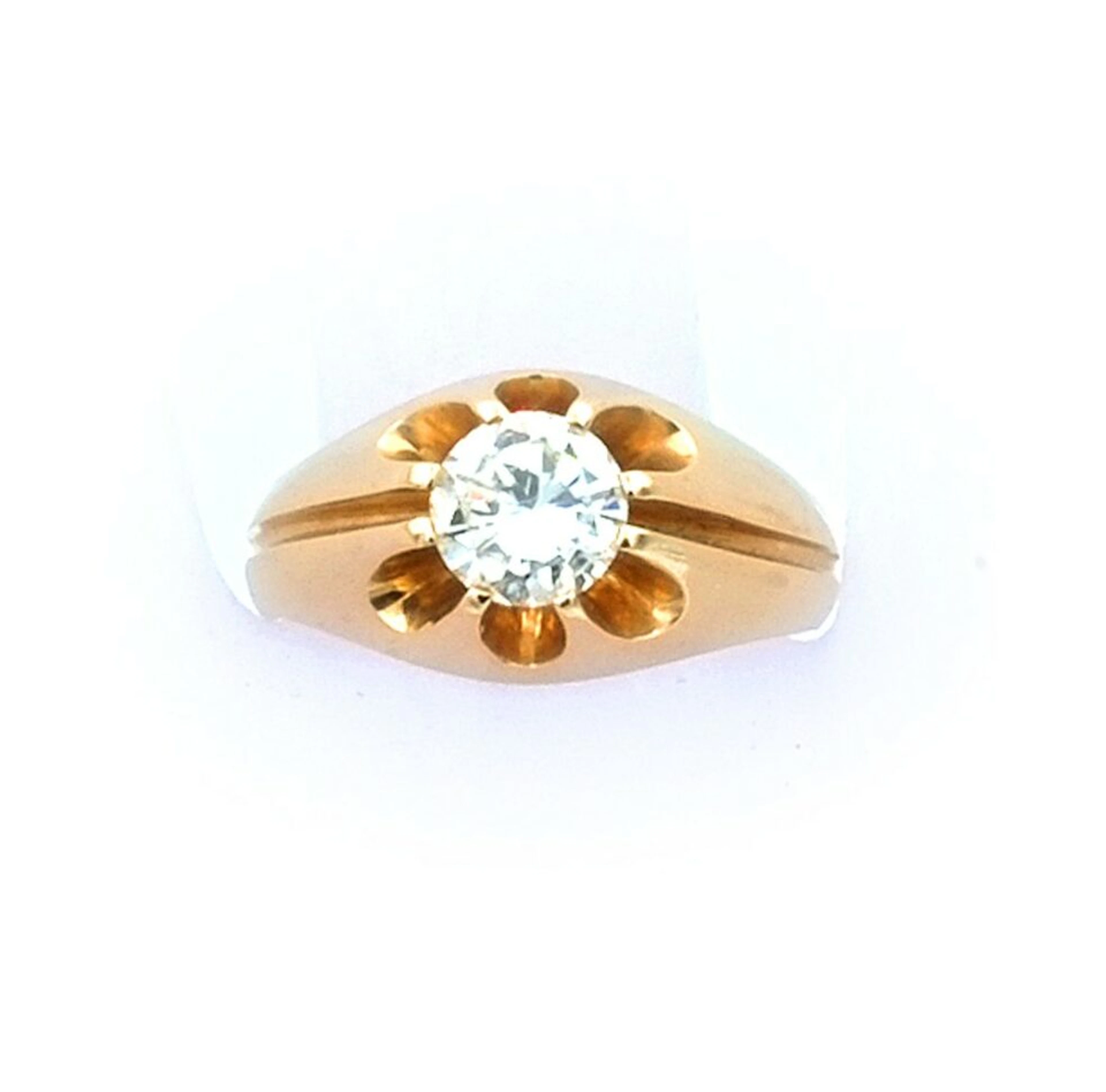 Vintage Diamant Solitär Ring mit 0.93 ct Brillant (Natürlich) in 14K Gelbgold