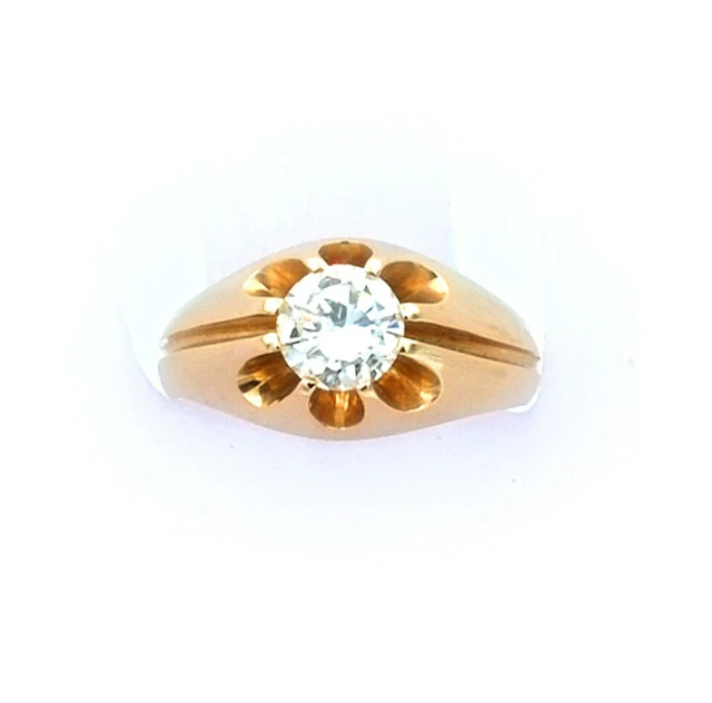 Vintage Diamant Solitär Ring mit 0.93 ct Brillant (Natürlich) in 14K Gelbgold