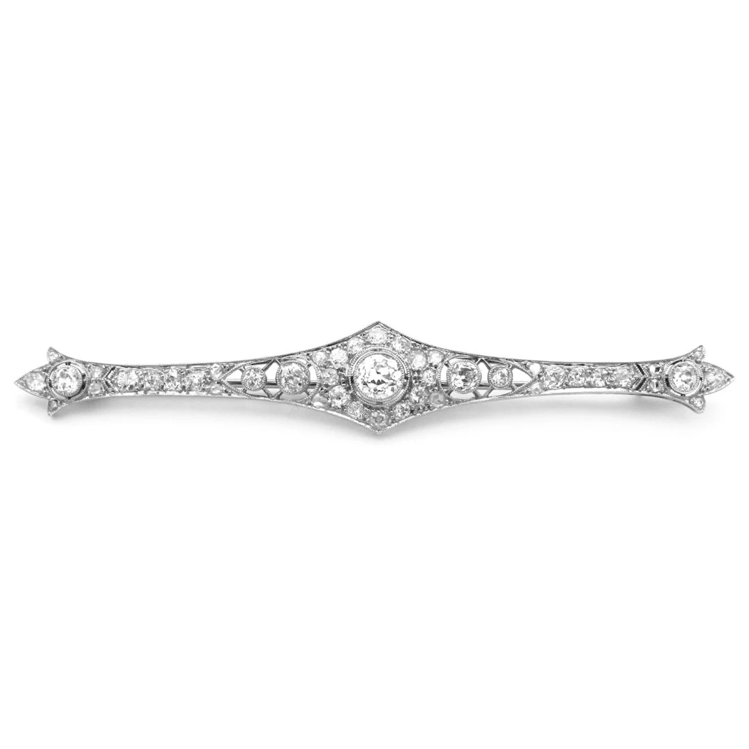 Art Deco 3.24 ct Diamant Brosche in Platin, um 1930