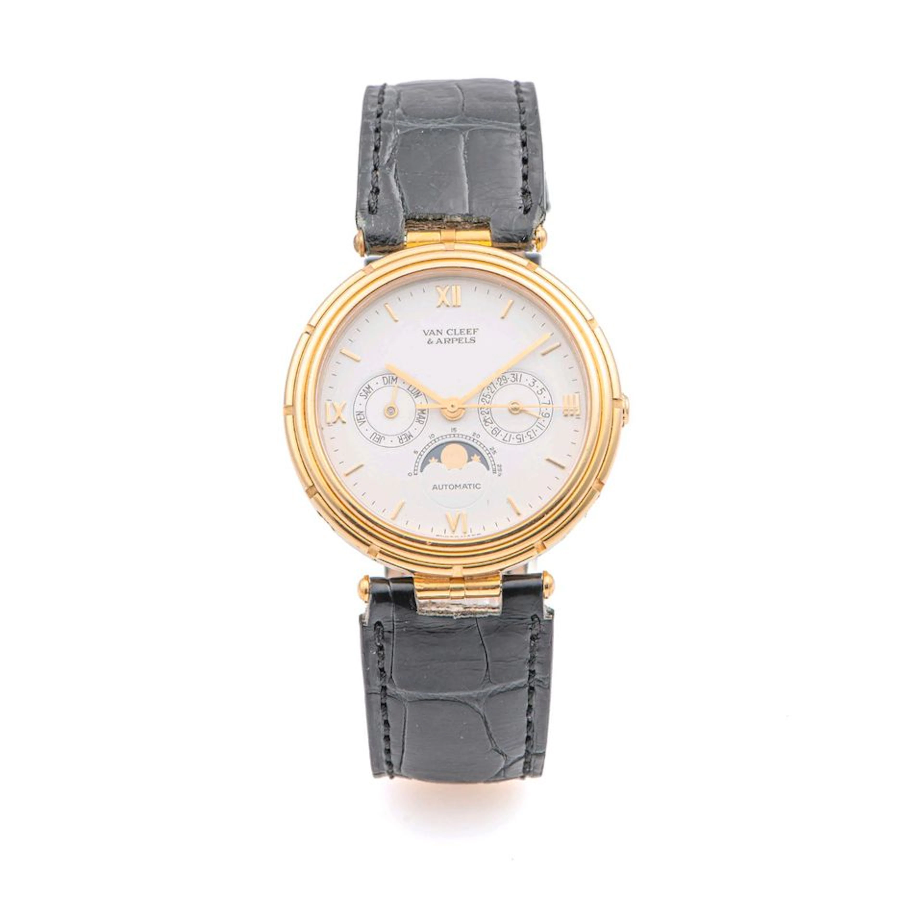 Van Cleef Arpels Mondphase Automatic Herren Armbanduhr 18K Gold Gerald