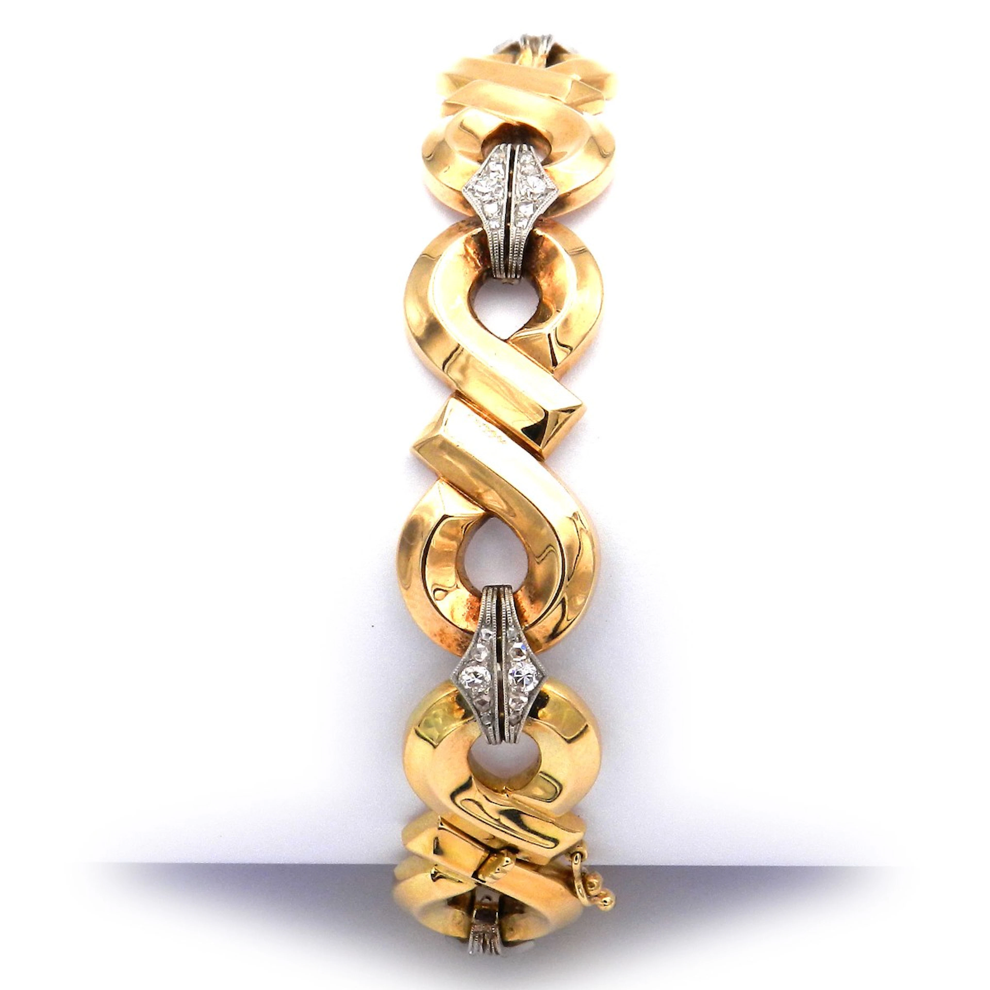 Gold Armband mit 0.72 ct Diamanten in 18K Gold A.E. Köchert Wien um 1930