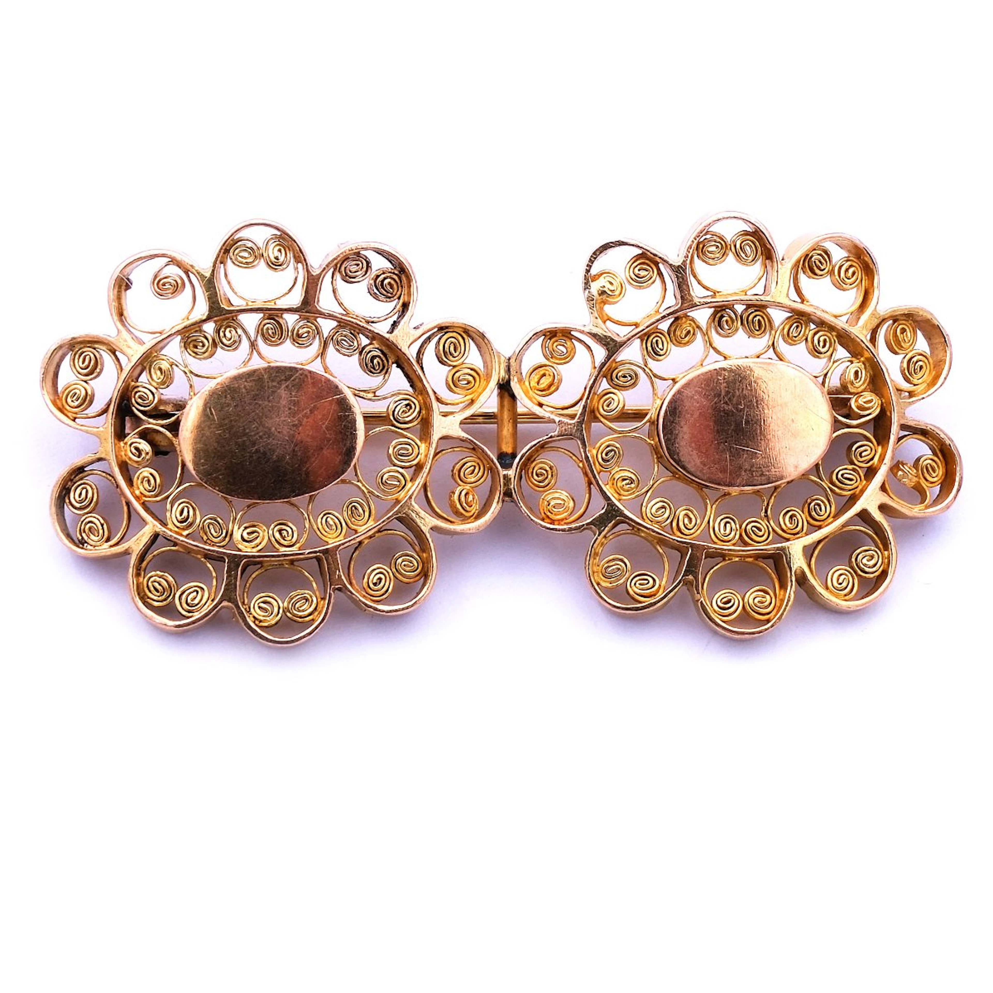 Antike Filigran Gold Brosche in 13K Gold Friesland um 1880