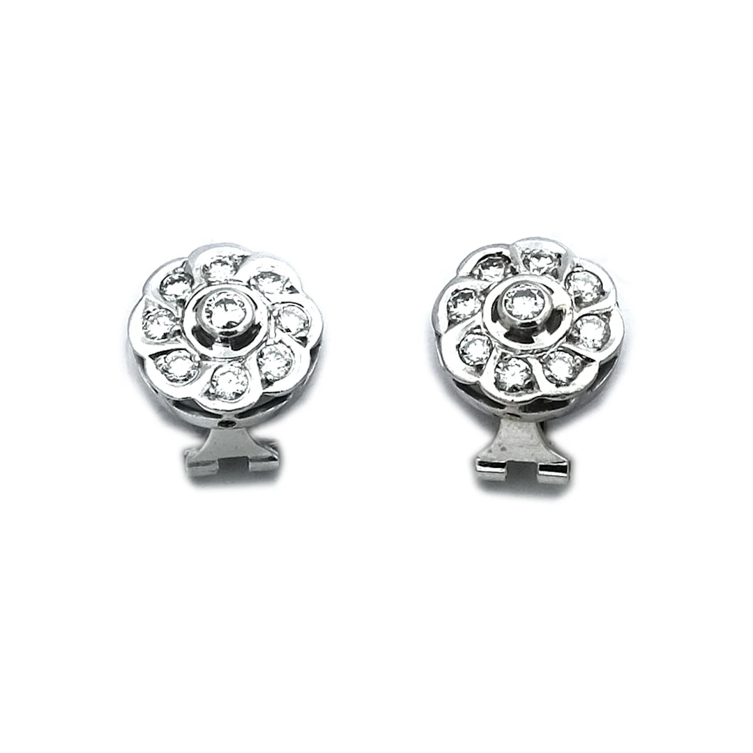 Diamant Ohrringe als Blüte mit 1.32 ct Brillanten in 18K Weißgold