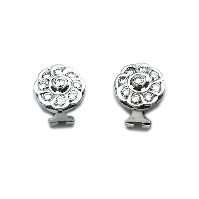 Diamant Ohrringe als Blüte mit 1.32 ct Brillanten in 18K Weißgold