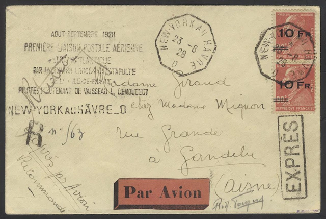 FRANCE 1928 'Ile de France' Surcharged 10f on 90c...