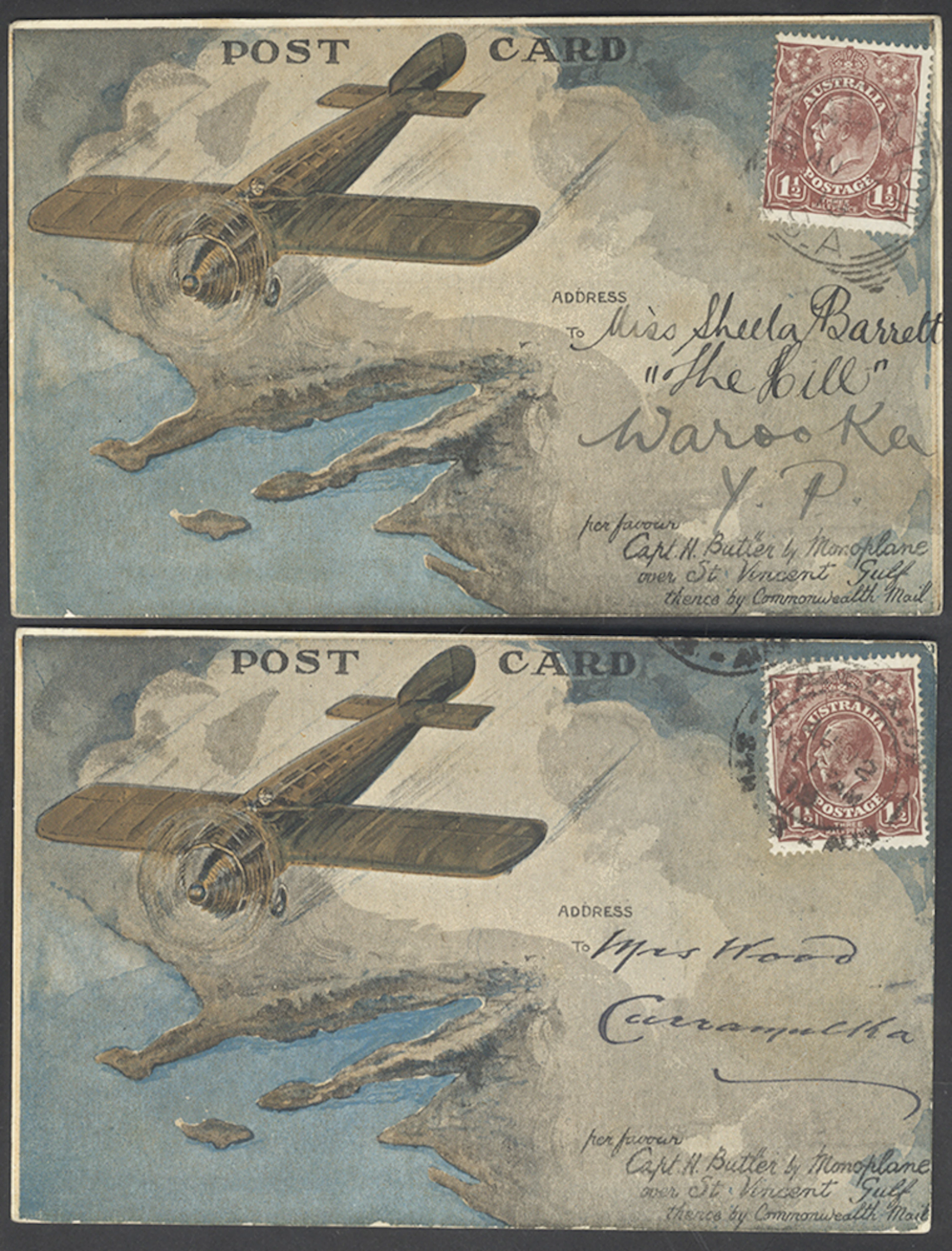 AUSTRALIA 1919 Souvenir illustrated postcard from Adelaide to Minlaton