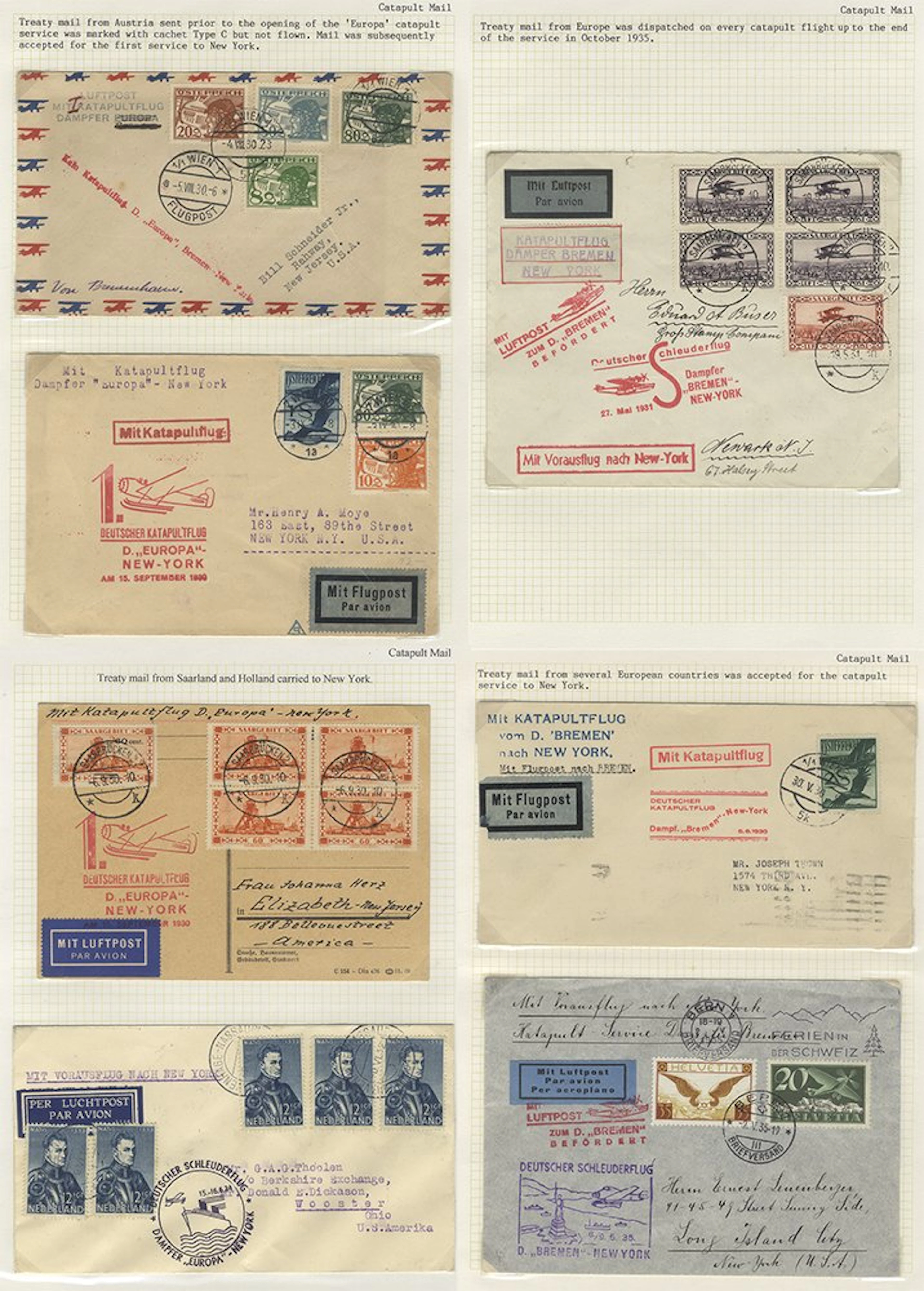 CATAPULT MAIL 1930-35 group of covers (7) written up on...