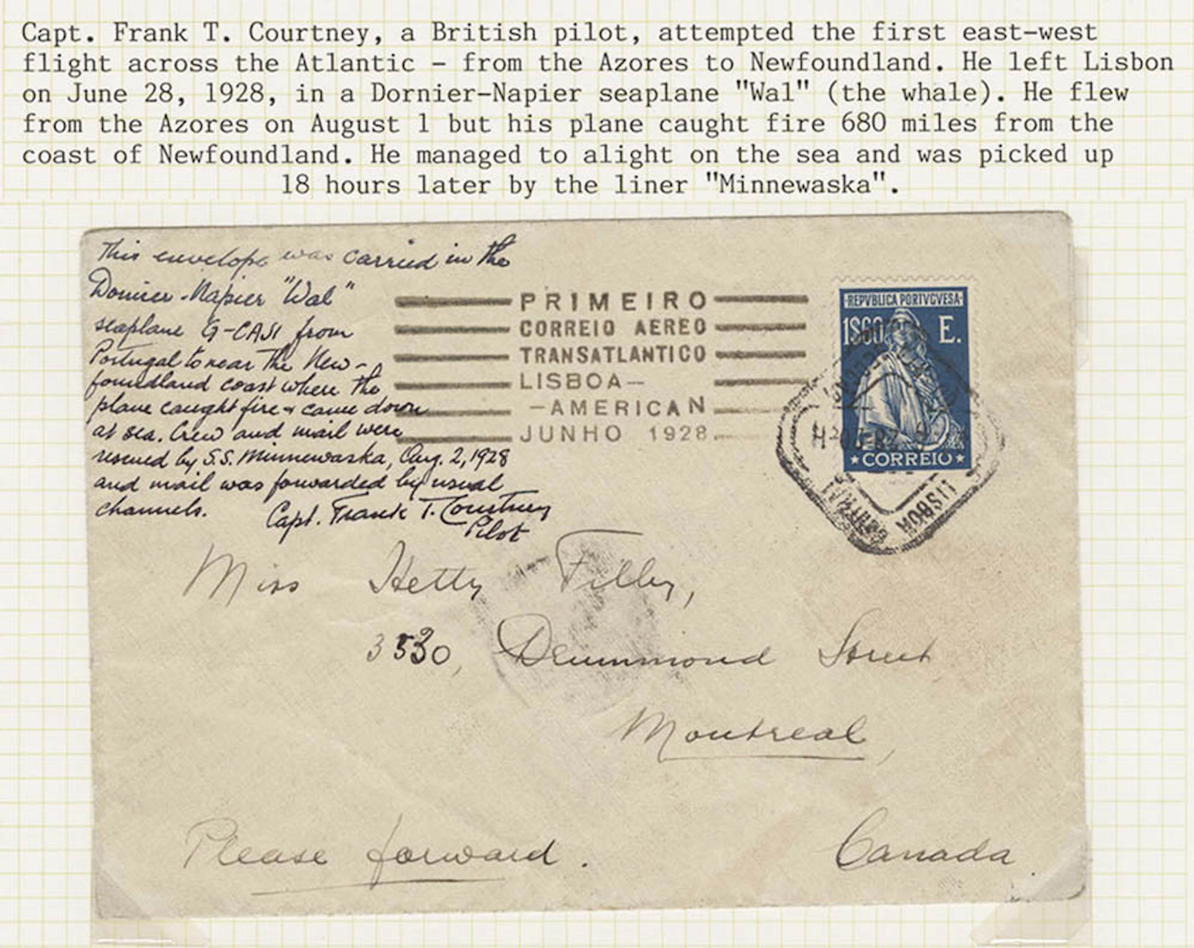 PORTUGAL 1928 (Jun 28) Frank Courtney attempted first...