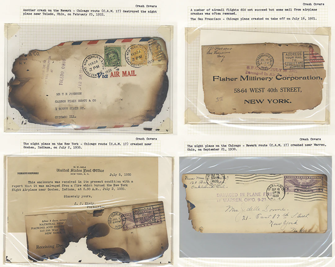 USA group of crash covers (6) written up on leaves with...