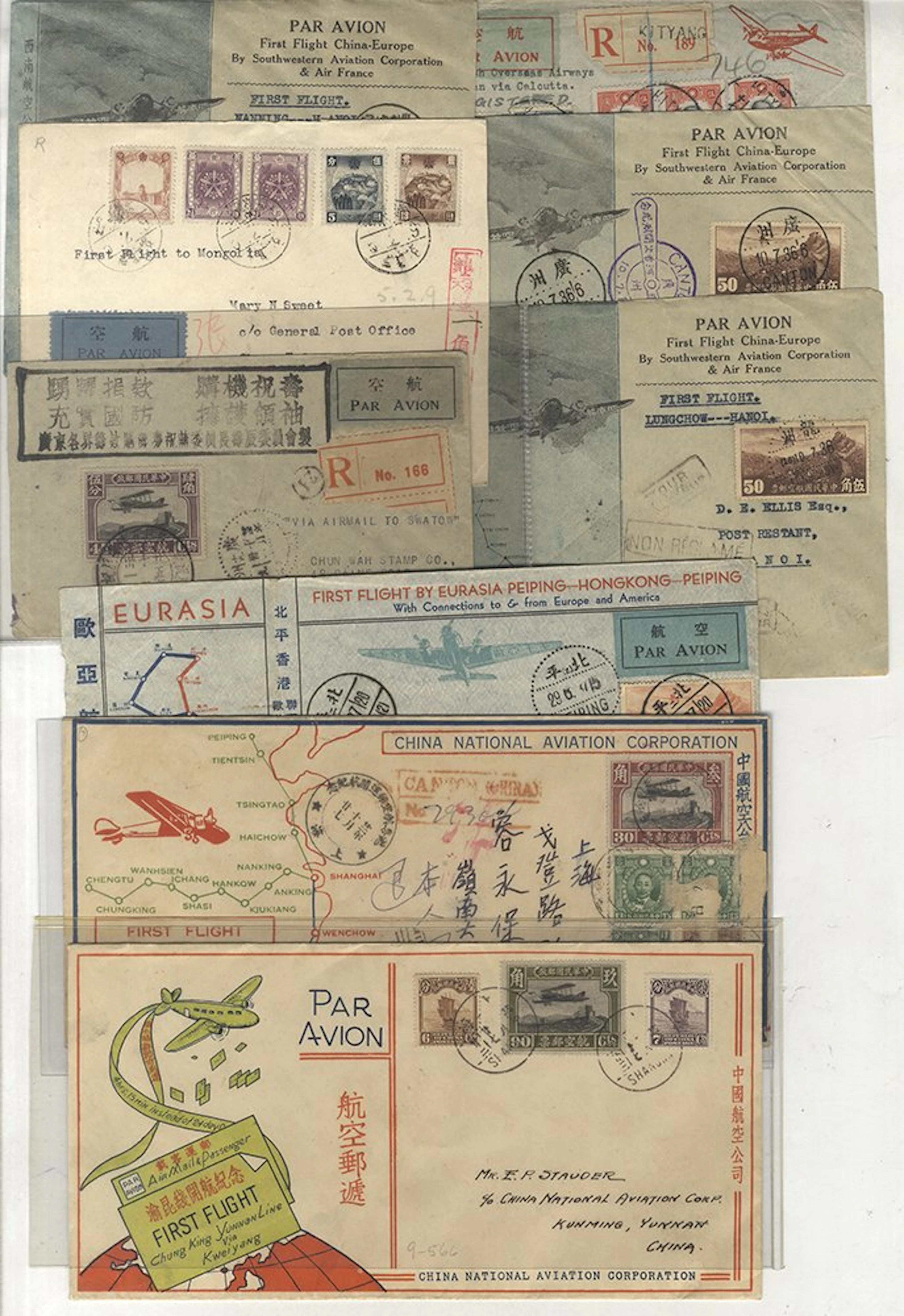 CHINA collection of flight covers (27) with a few first flights incl