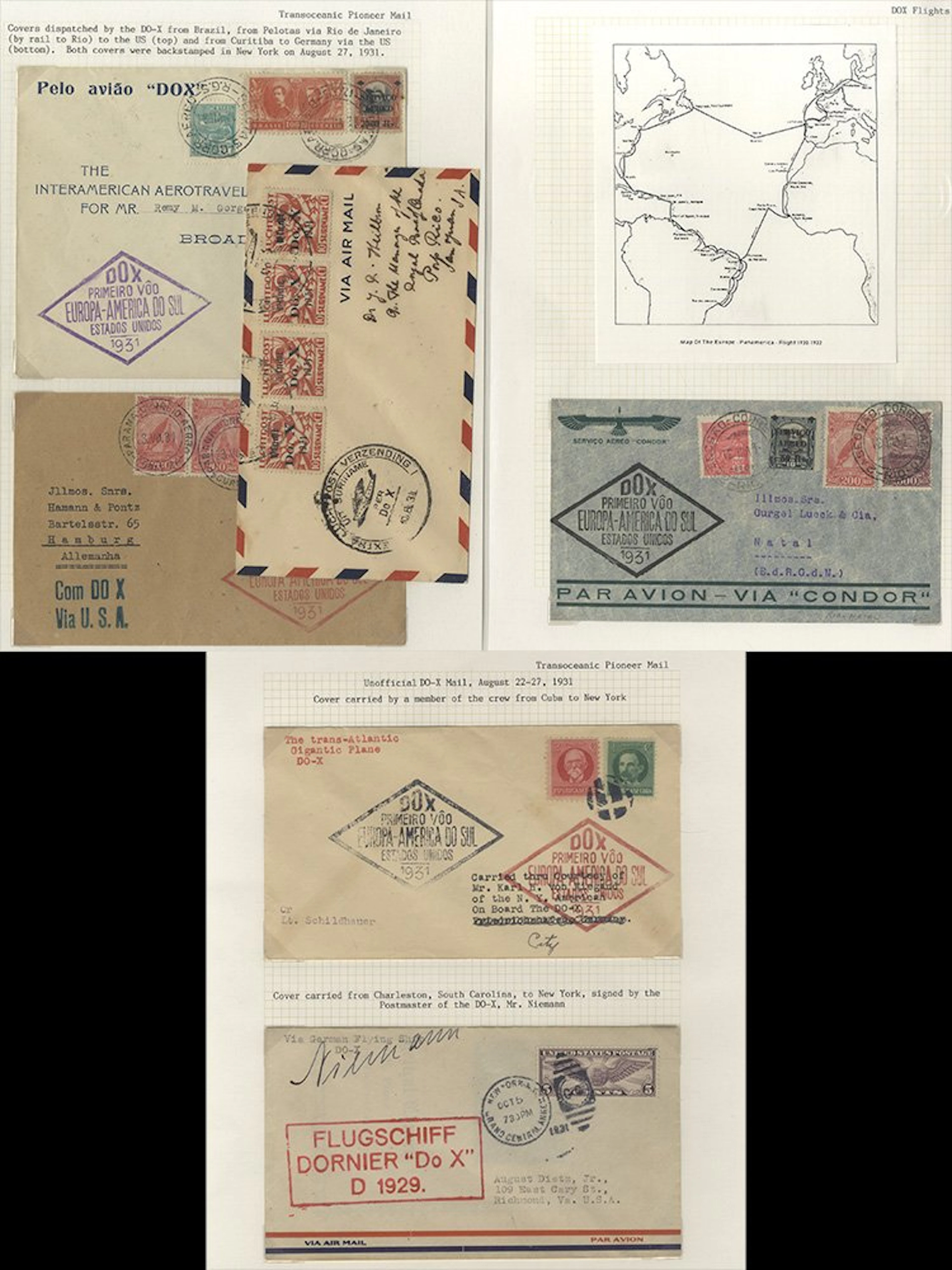 DORNIER 1931 Flying boat group of covers (6)