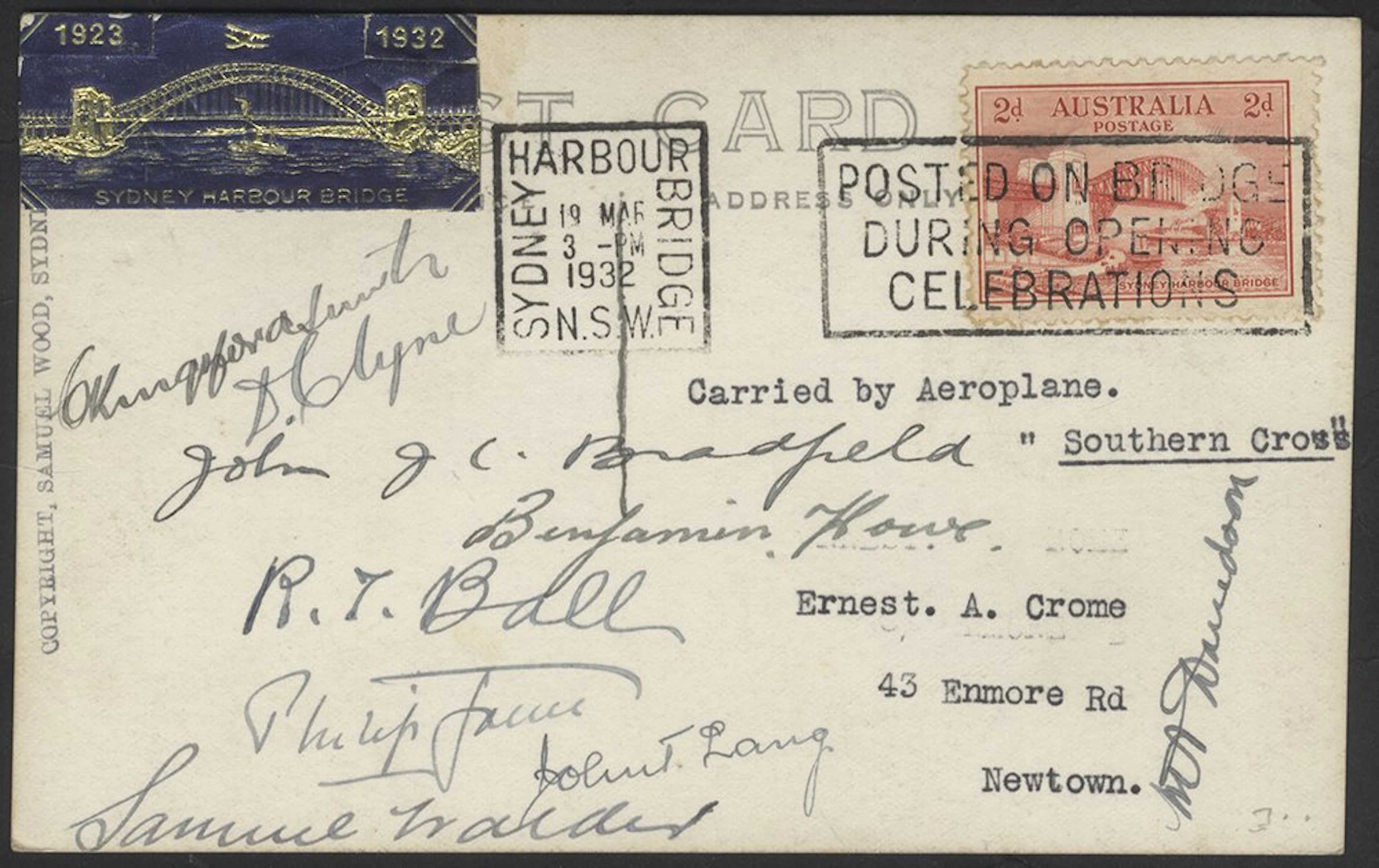 AUSTRALIA 1932 Sydney Bridge illustrated commem card...