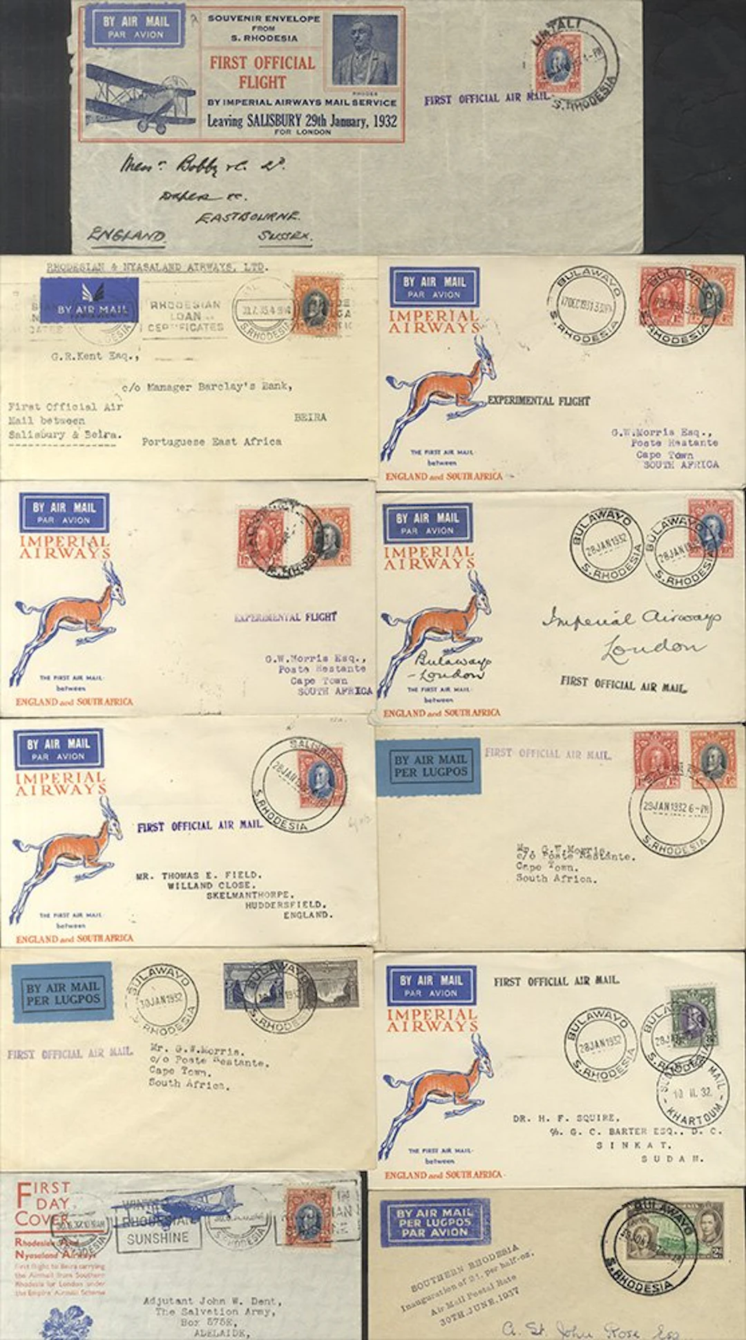 RHODESIA 1931-37 group of covers (11) incl