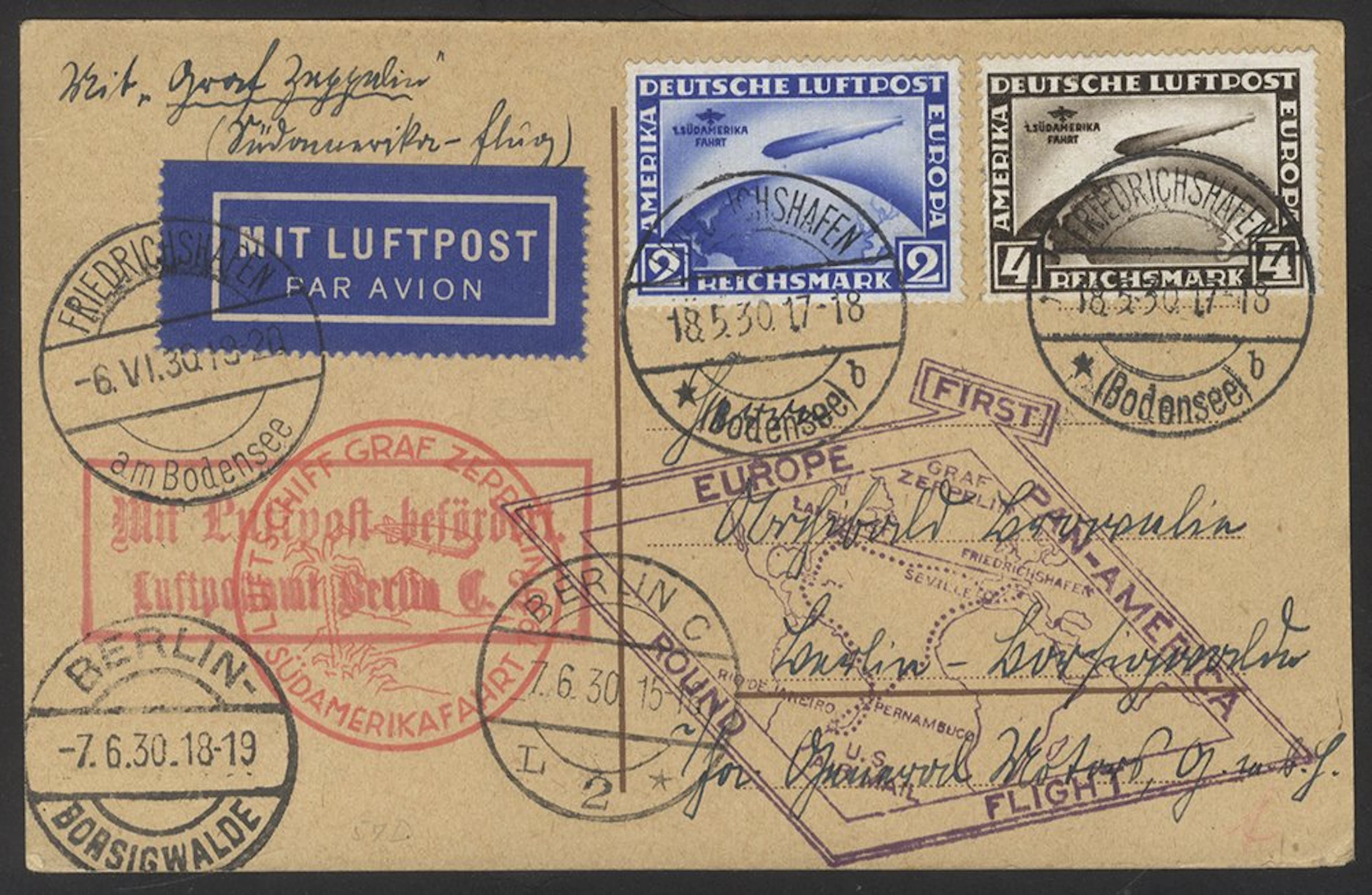GERMANY 1930 South America Flight (18.5.30) illustrated...