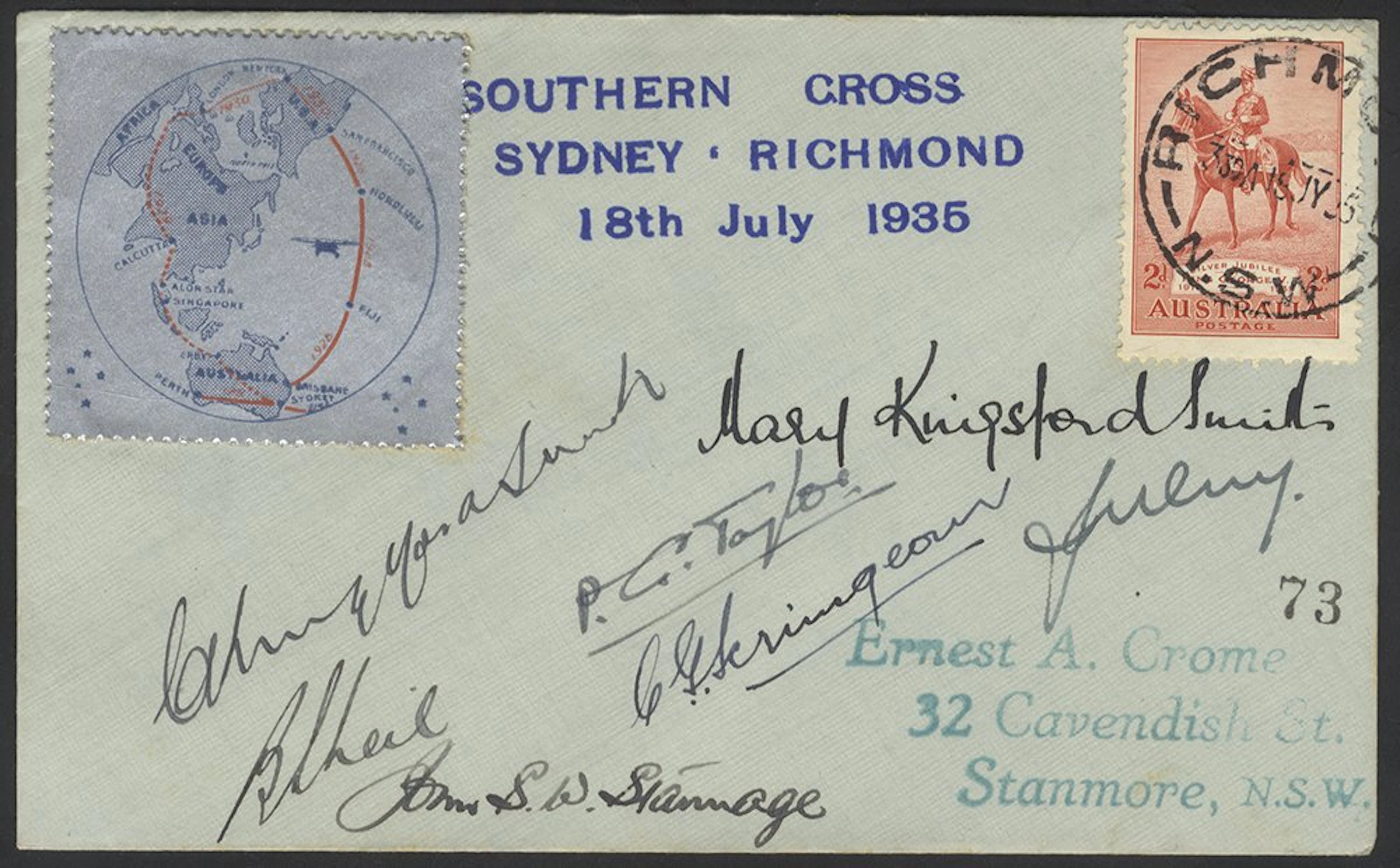 AUSTRALIA 1935 2d Jubilee on final flight of the...
