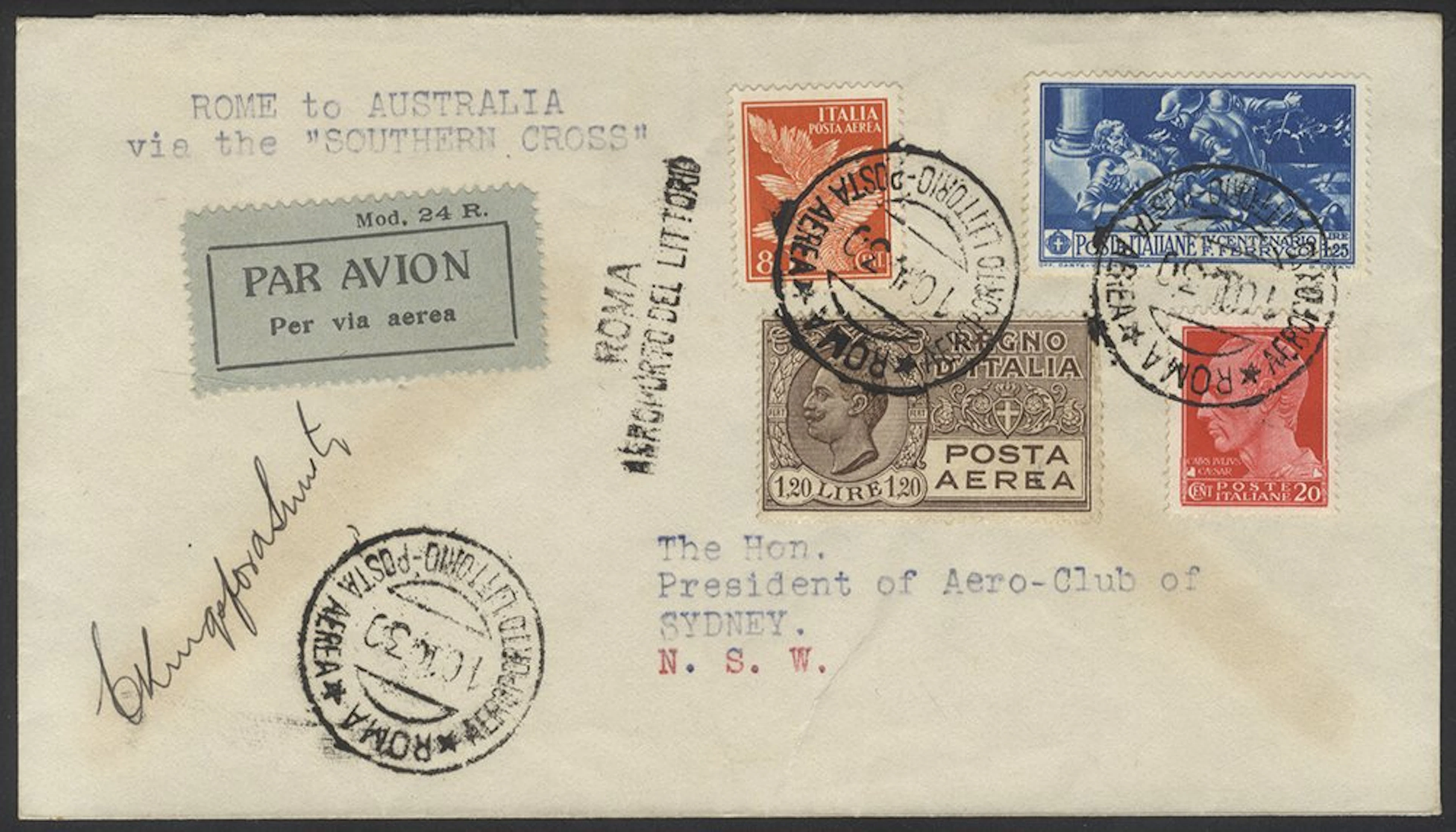 AUSTRALIA 1930 England to Australia intermediate flight...