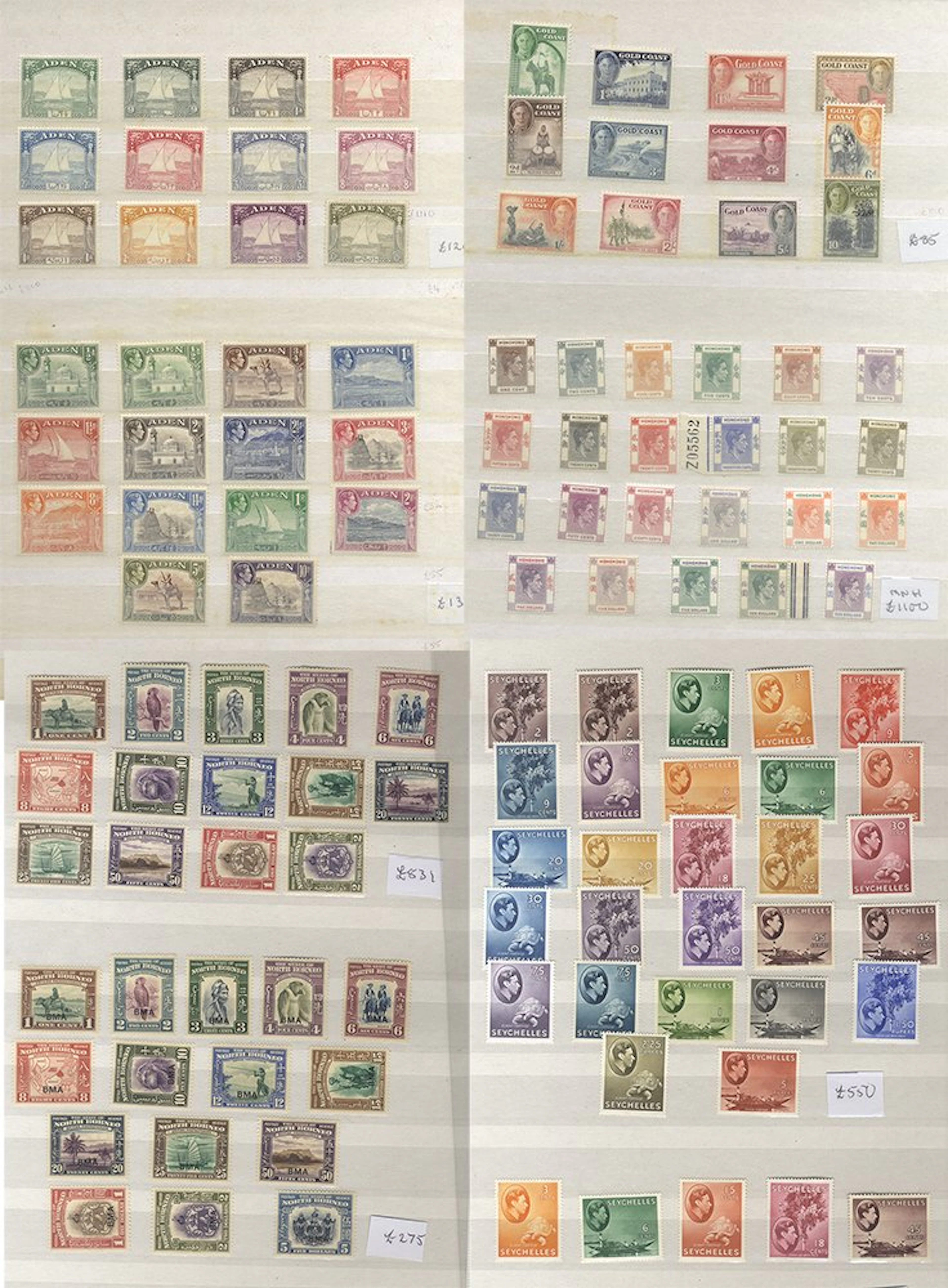 BRITISH COMMONWEALTH KGVI M range of sets in a stock book