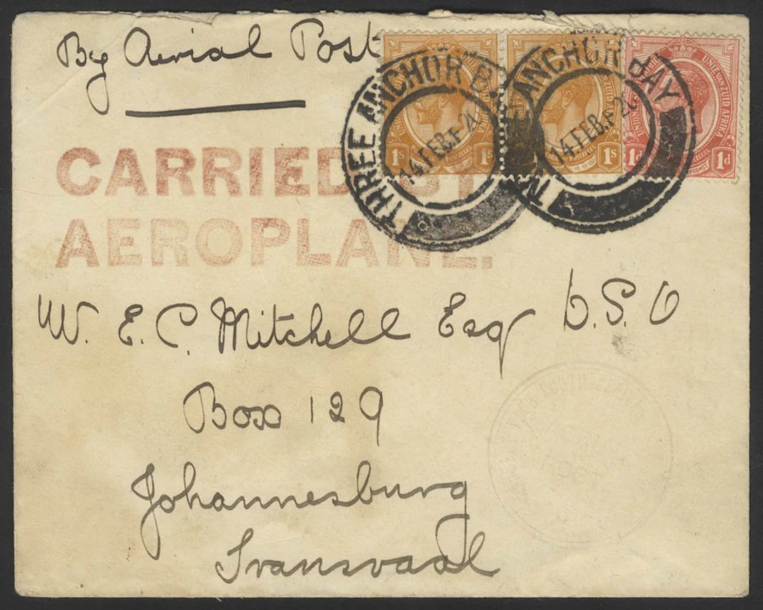 SOUTHERN AFRICA 1920 cover that was on the Handley Page...