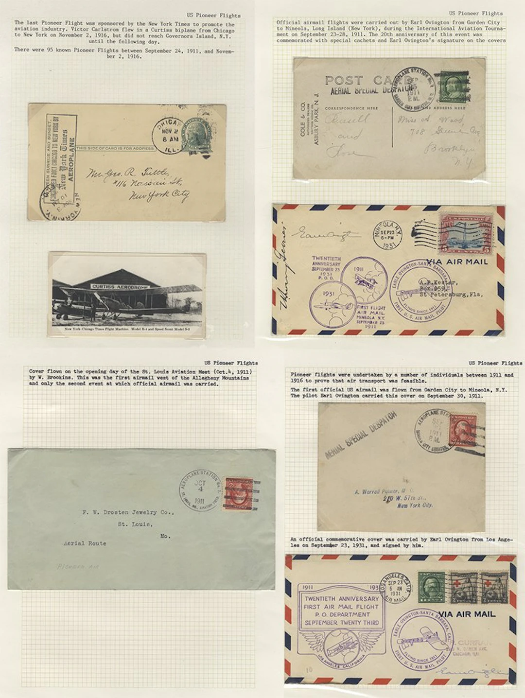 USA 1911-16 Pioneer Flight collection of covers or cards...