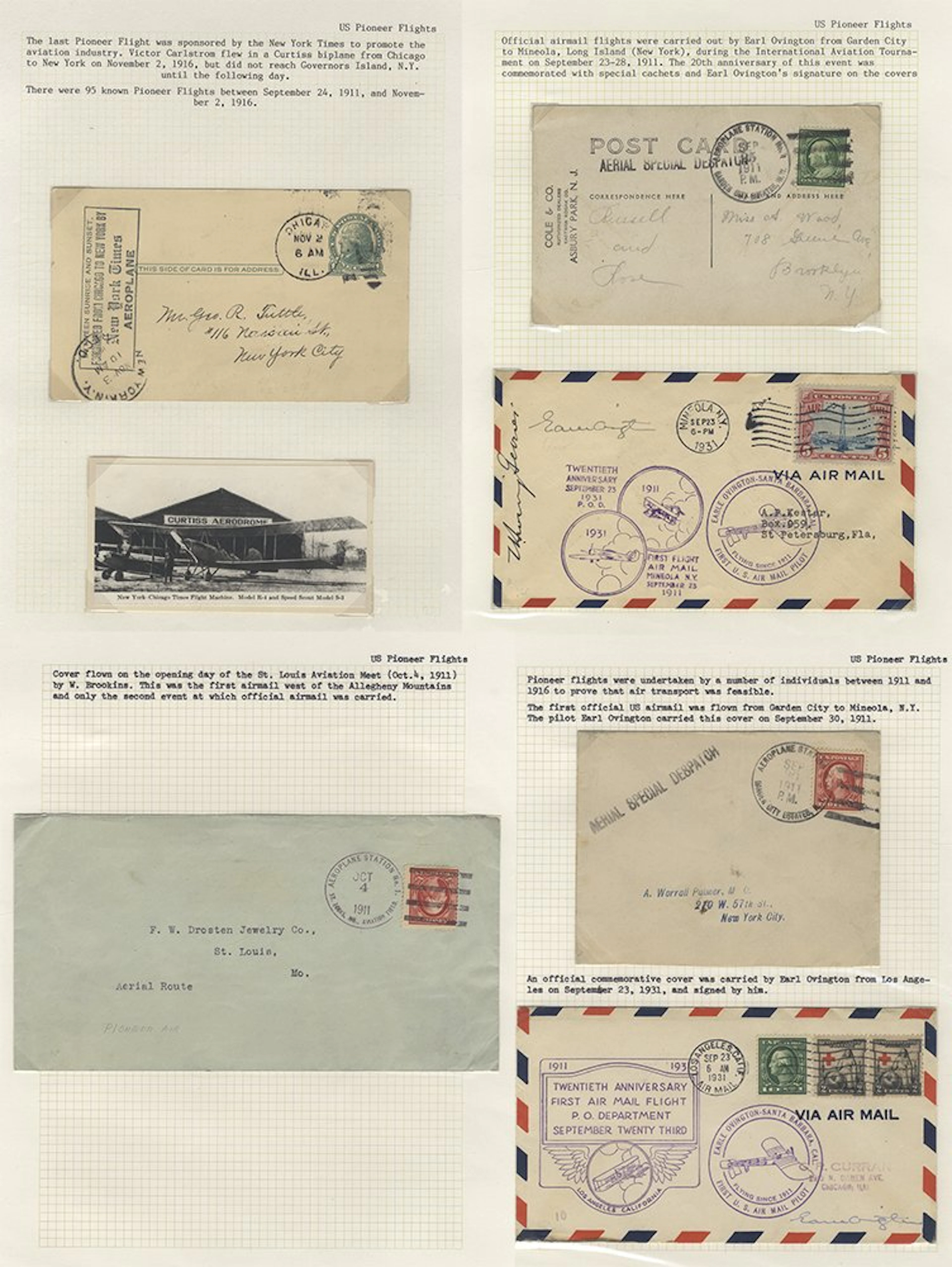 USA 1911-16 Pioneer Flight collection of covers or cards...