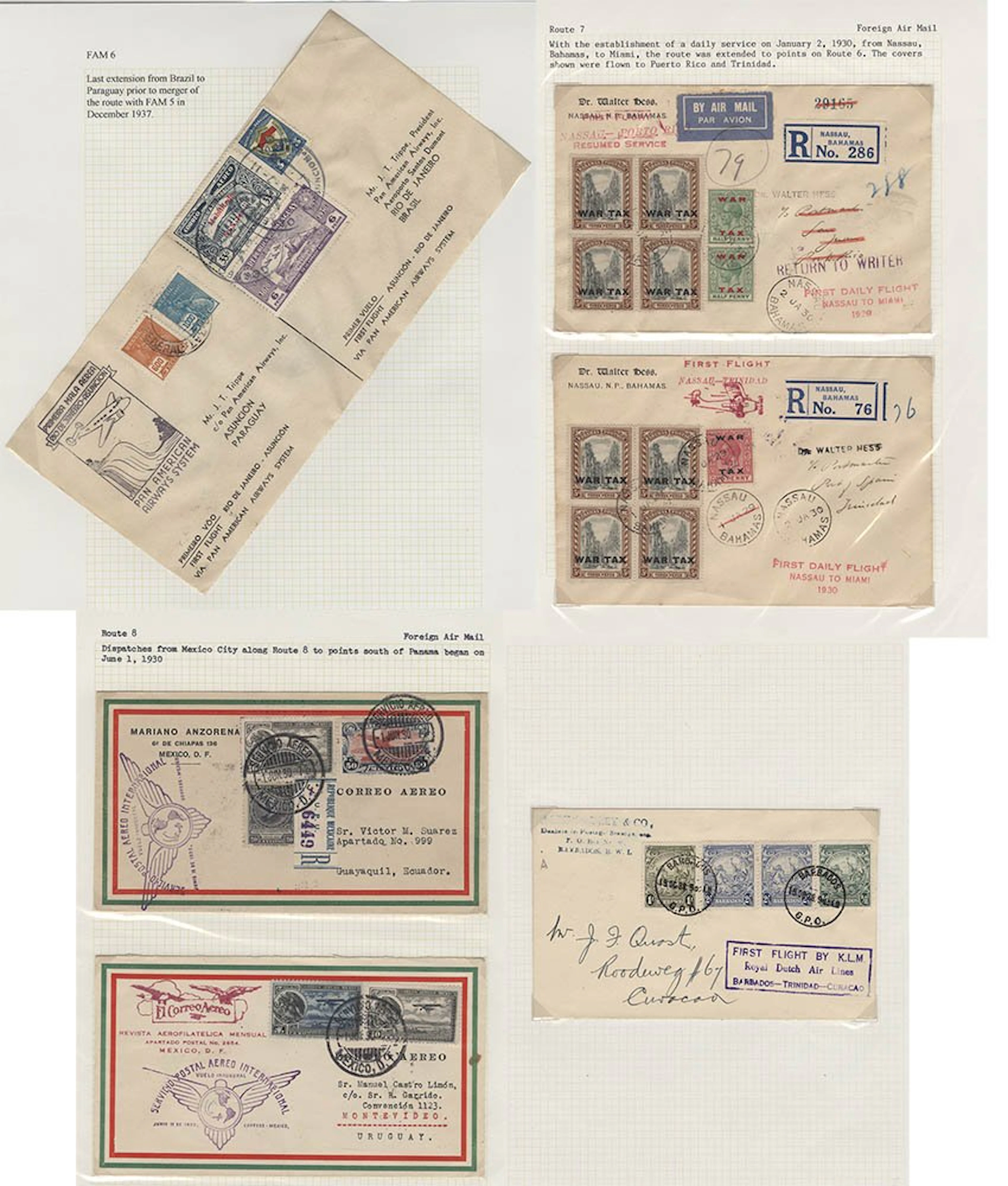 AIRMAILS collection of covers (34) written up on leaves