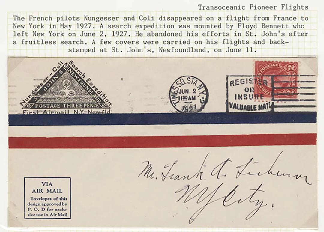 USA 1927 (Jun 2) Floyd Bennett flight cover with commem...