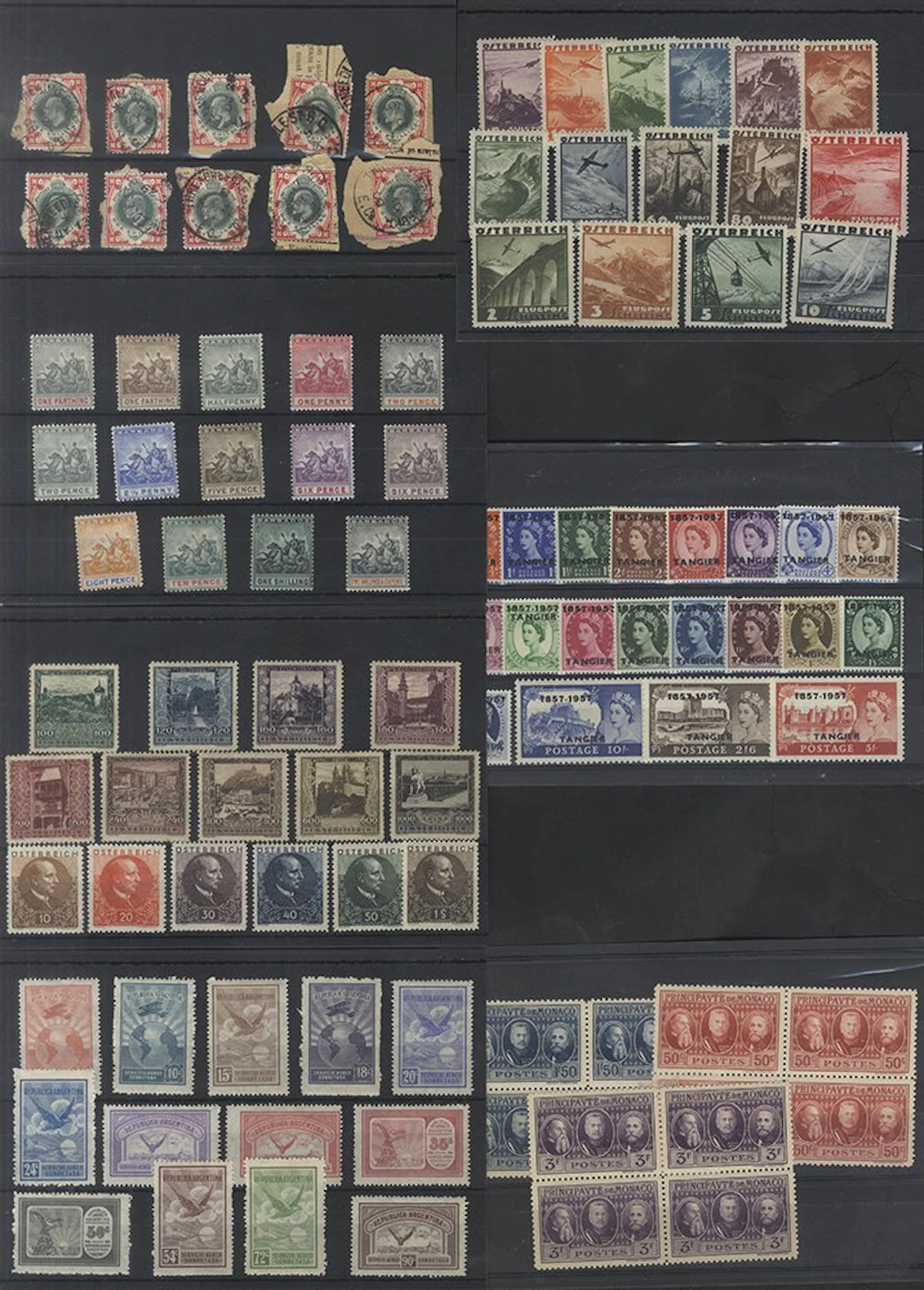 WORLD SELECTION of M & U housed on 200 black stock cards incl