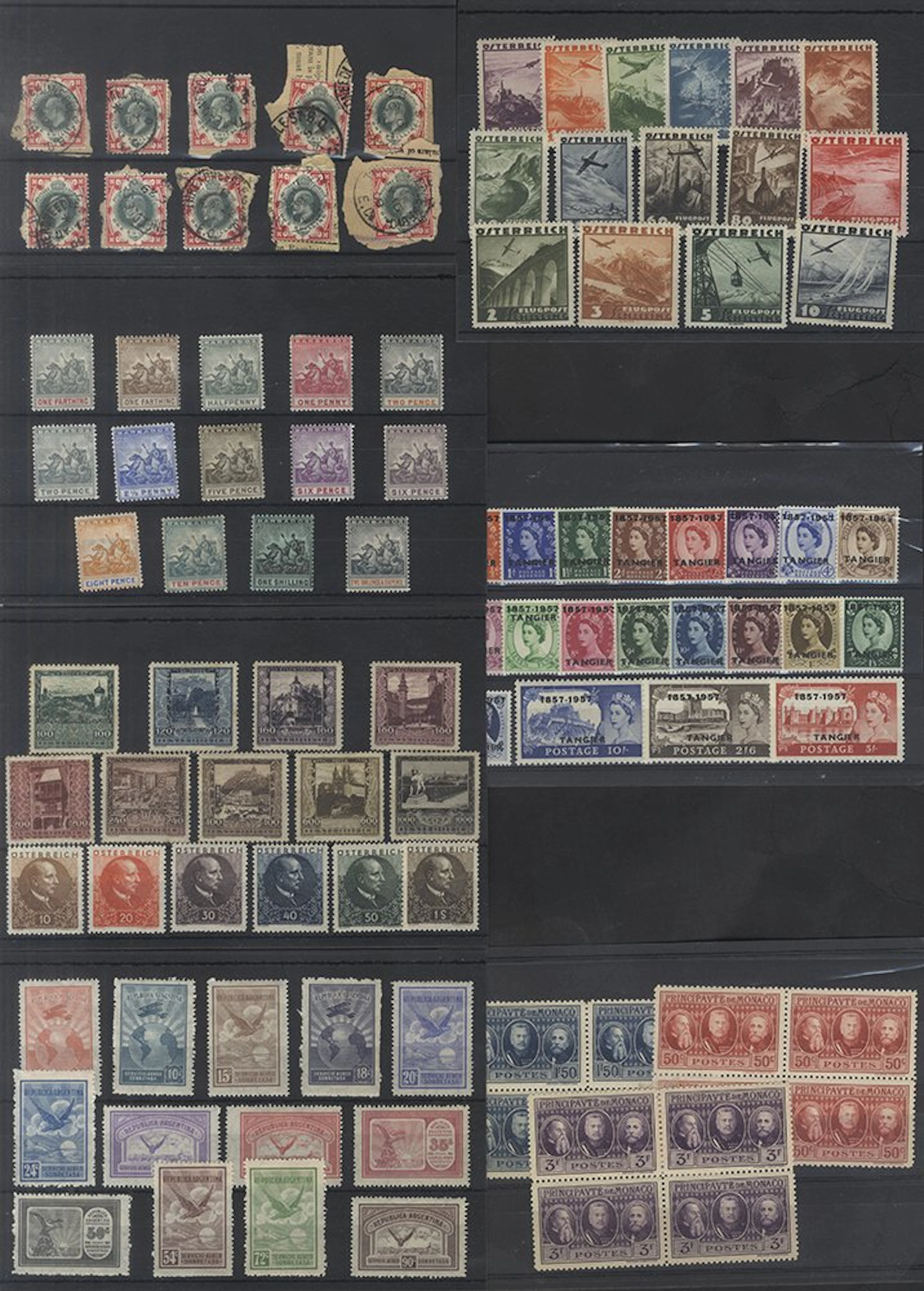 WORLD SELECTION of M & U housed on 200 black stock cards incl