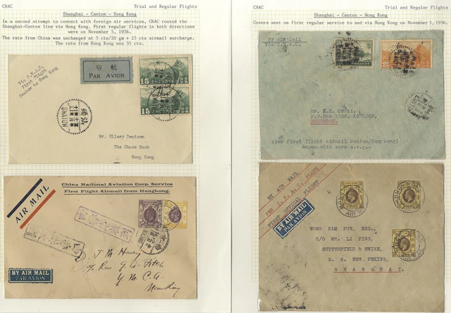 CHINA 1936 (Nov 5) group of first flight covers (4) on...