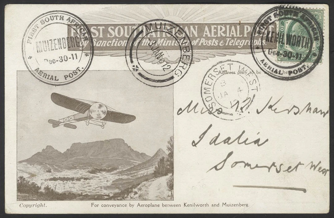 SOUTHERN AFRICA 1911 First South African Aerial Post