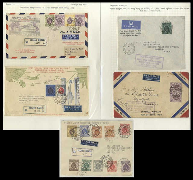 HONG KONG 1936-37 group of flight covers (5)
