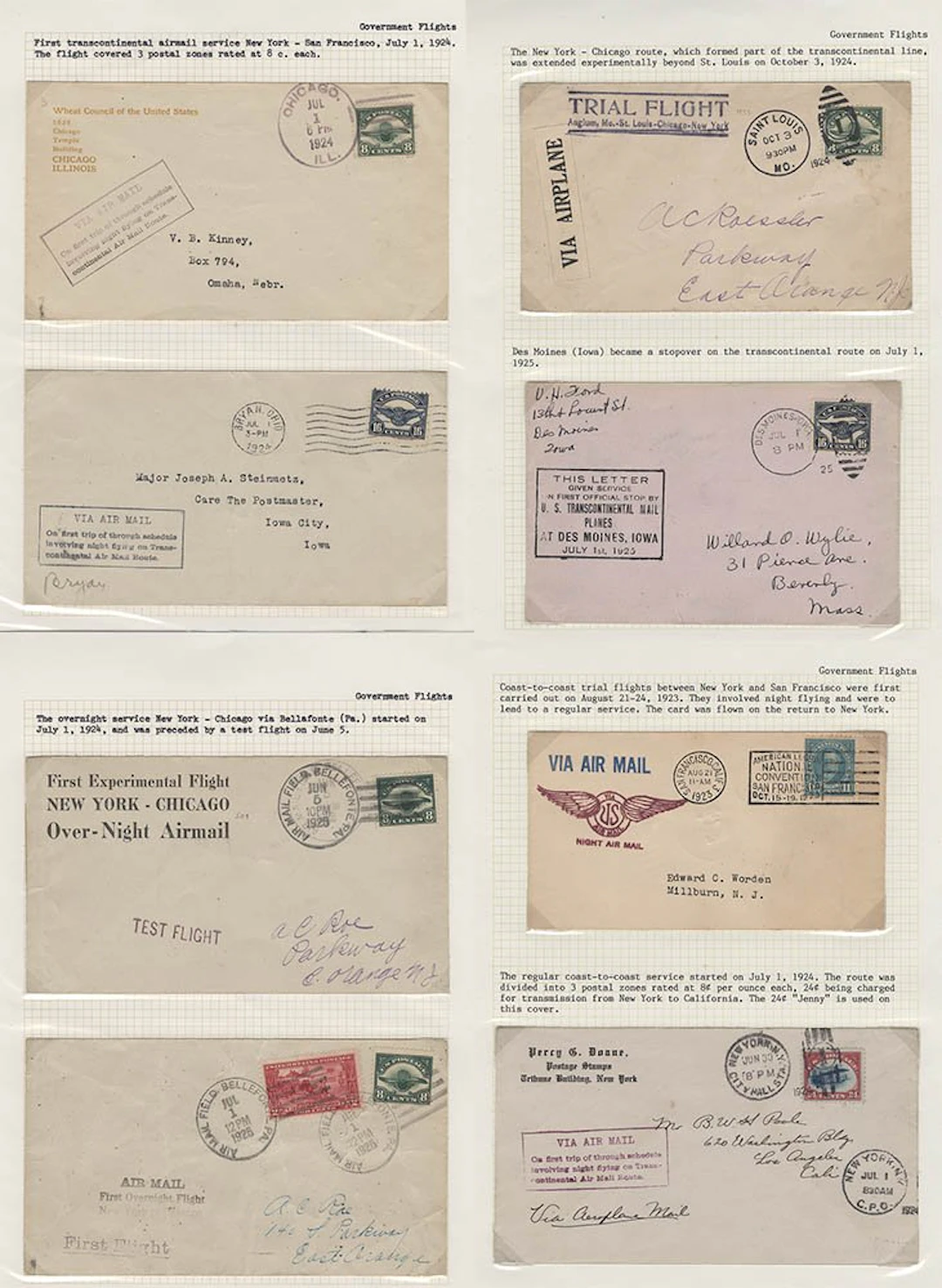 USA 1921-29 group of flight covers (12) written up on...