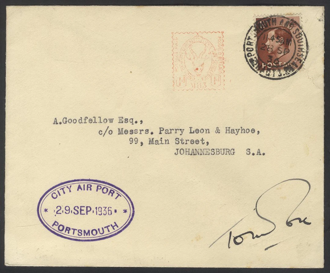 SOUTHERN AFRICA 1936 Schlesinger Air Race