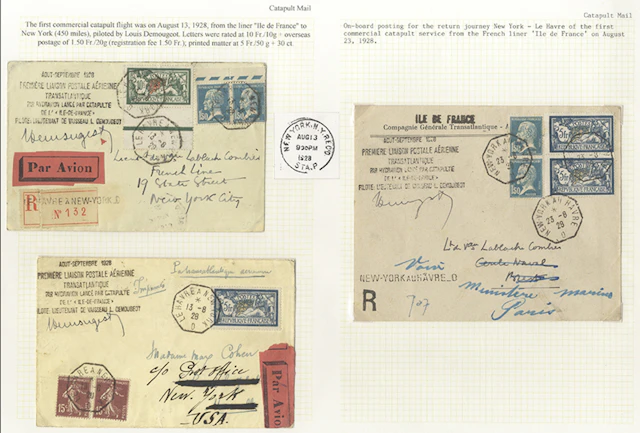 FRANCE 1928-30 Catapult Mail group of covers (9) from the...