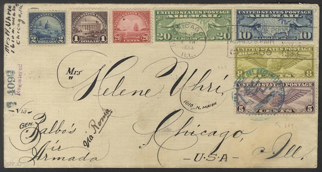 USA 1933 Italian Air Cruise Chicago - Roma Balbo flight cover bearing 5c