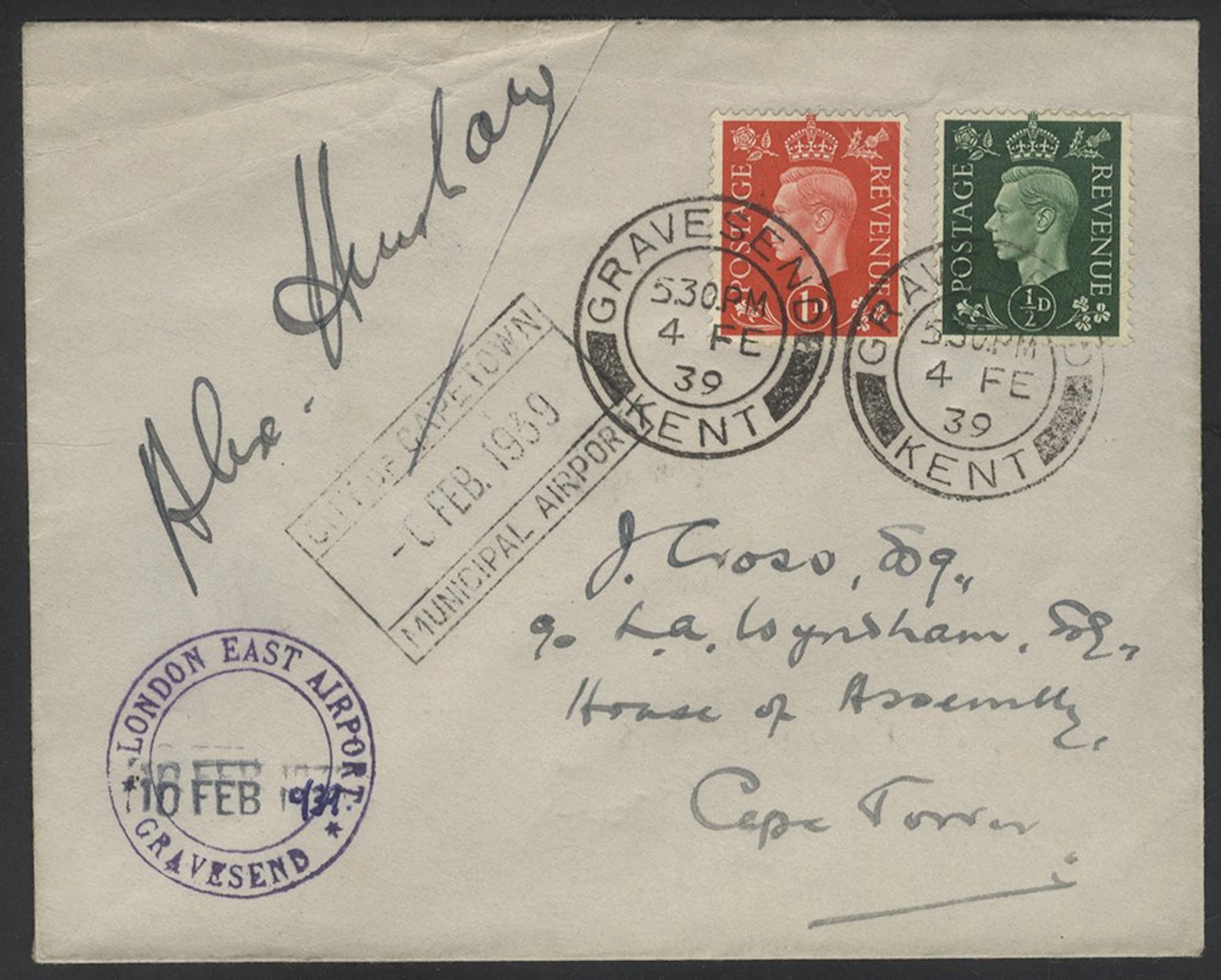 SOUTHERN AFRICA 1939 Record Flight Gravesend to Cape Town