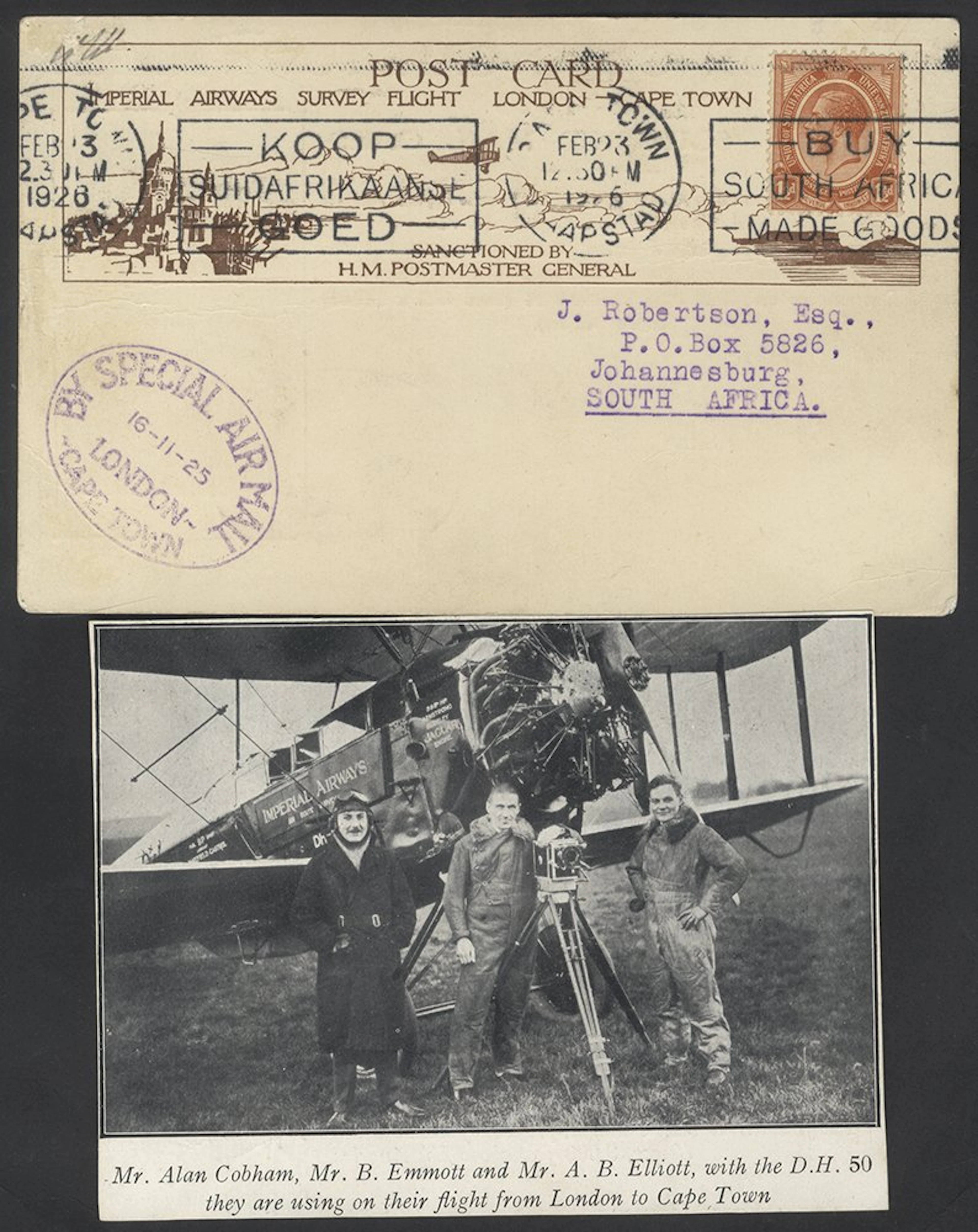 SOUTHERN AFRICA 1925 Alan Cobham survey flight from...